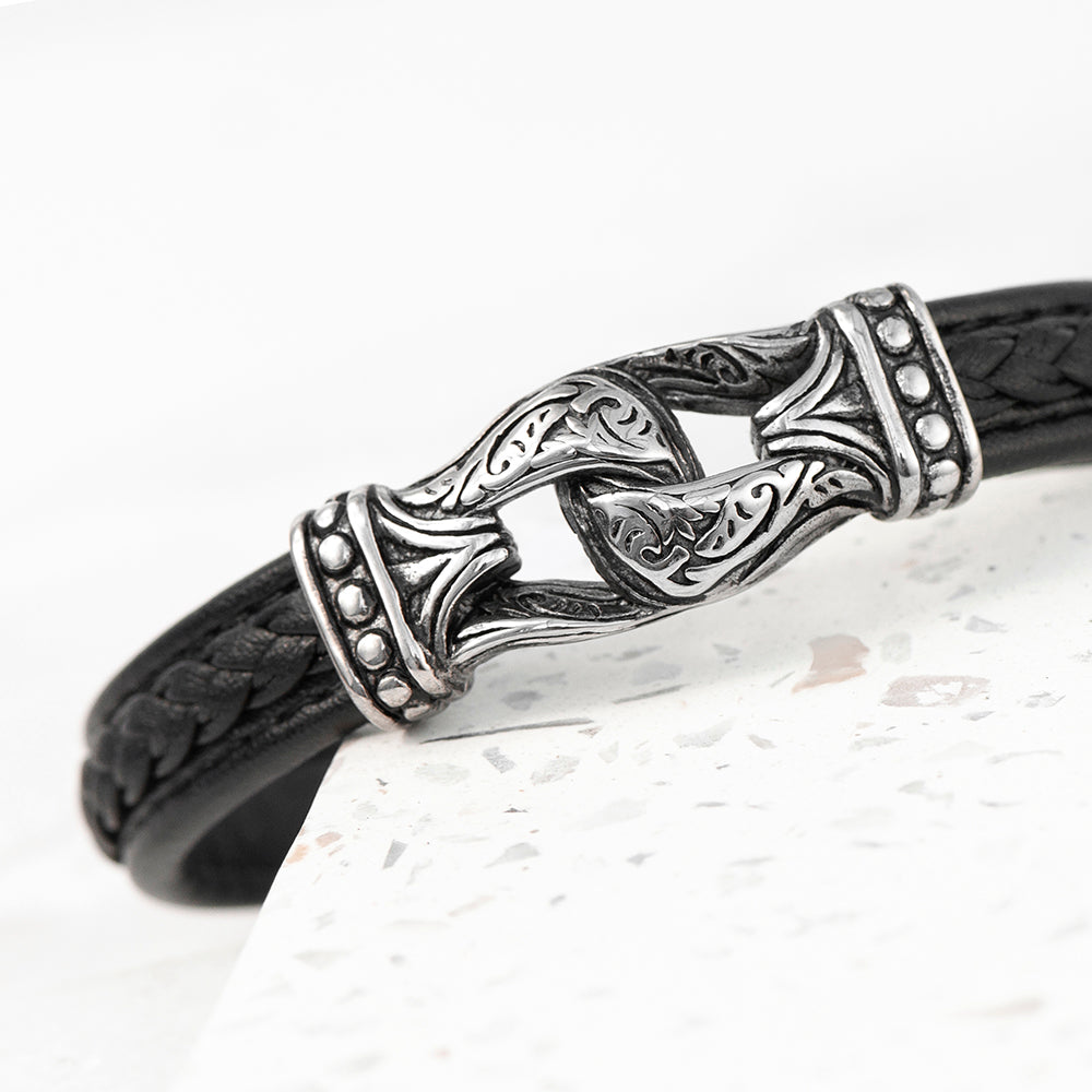 Personalised Men's Buckle Clasp Leather Bracelet