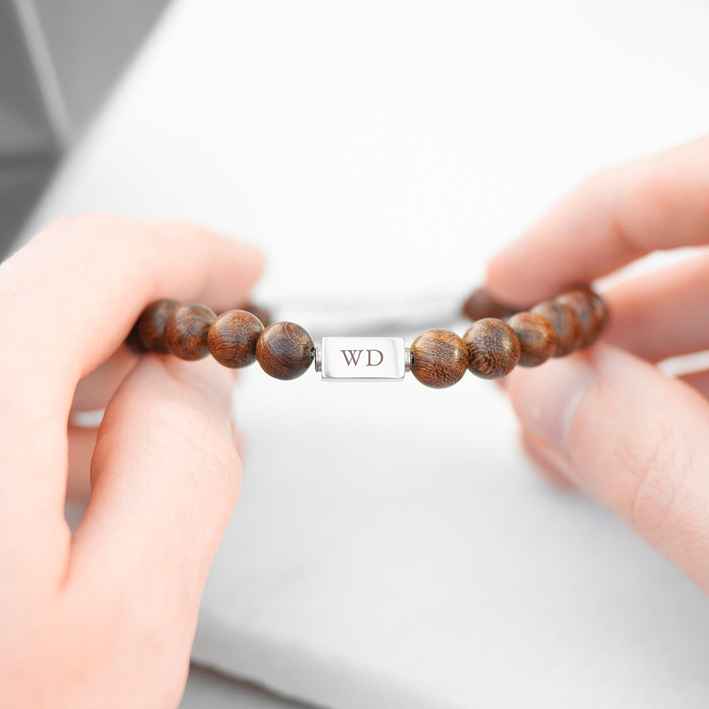 Personalised Men's Wooden Bracelet with Magnetic Clasp