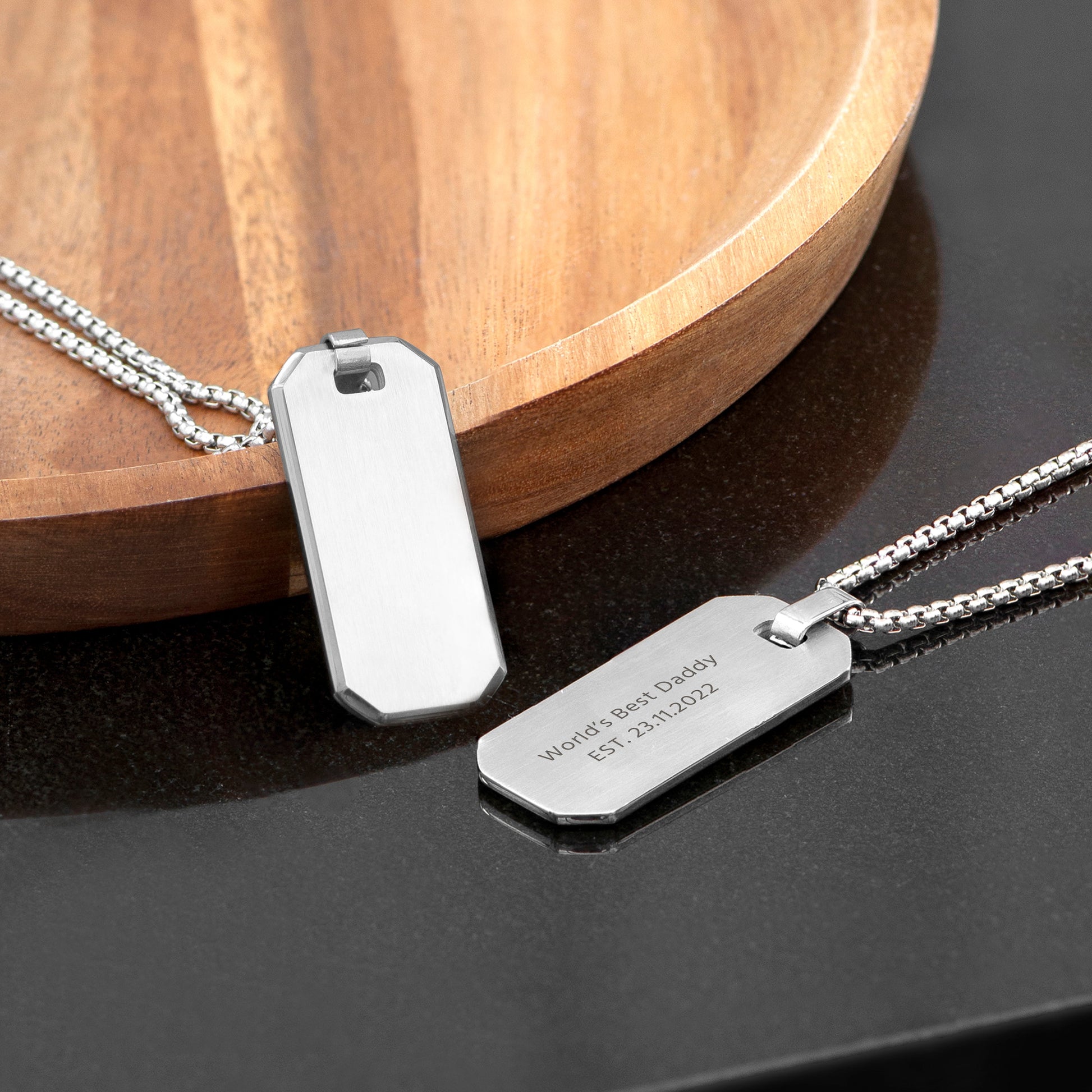 Personalised Silver Dog Tag Necklace for Men