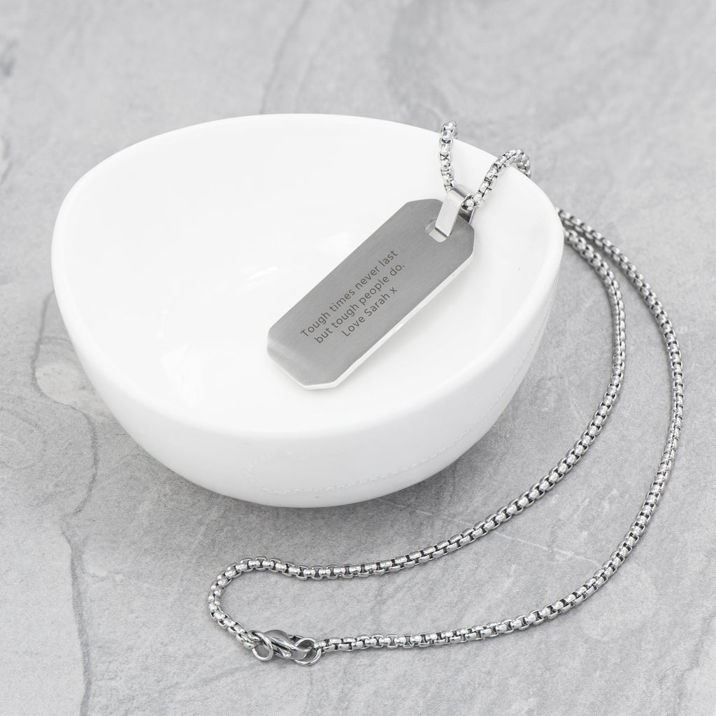 Personalised Silver Dog Tag Necklace for Men
