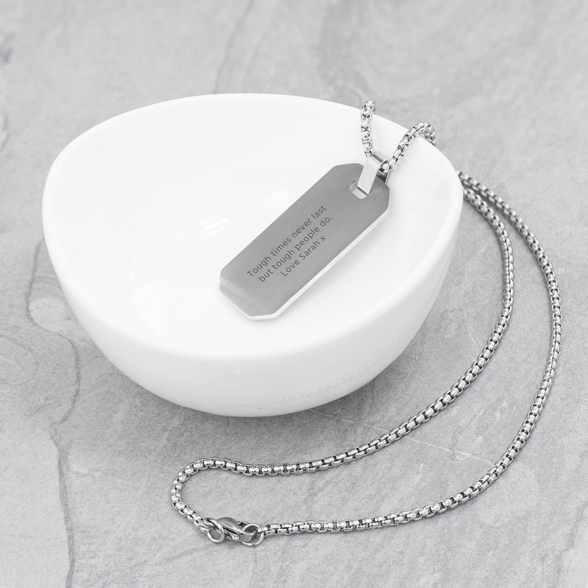 Personalised Silver Dog Tag Necklace for Men