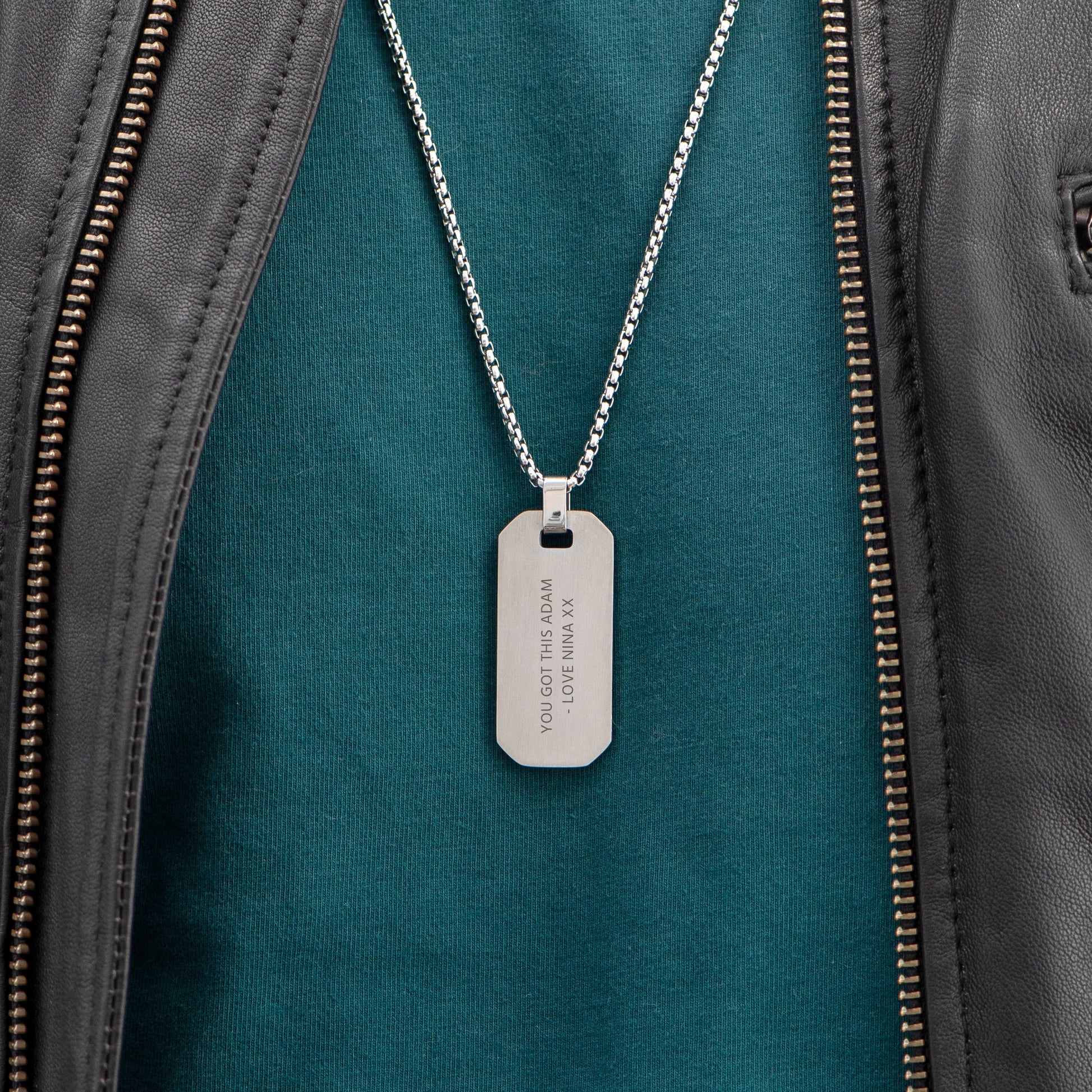 Personalised Silver Dog Tag Necklace for Men