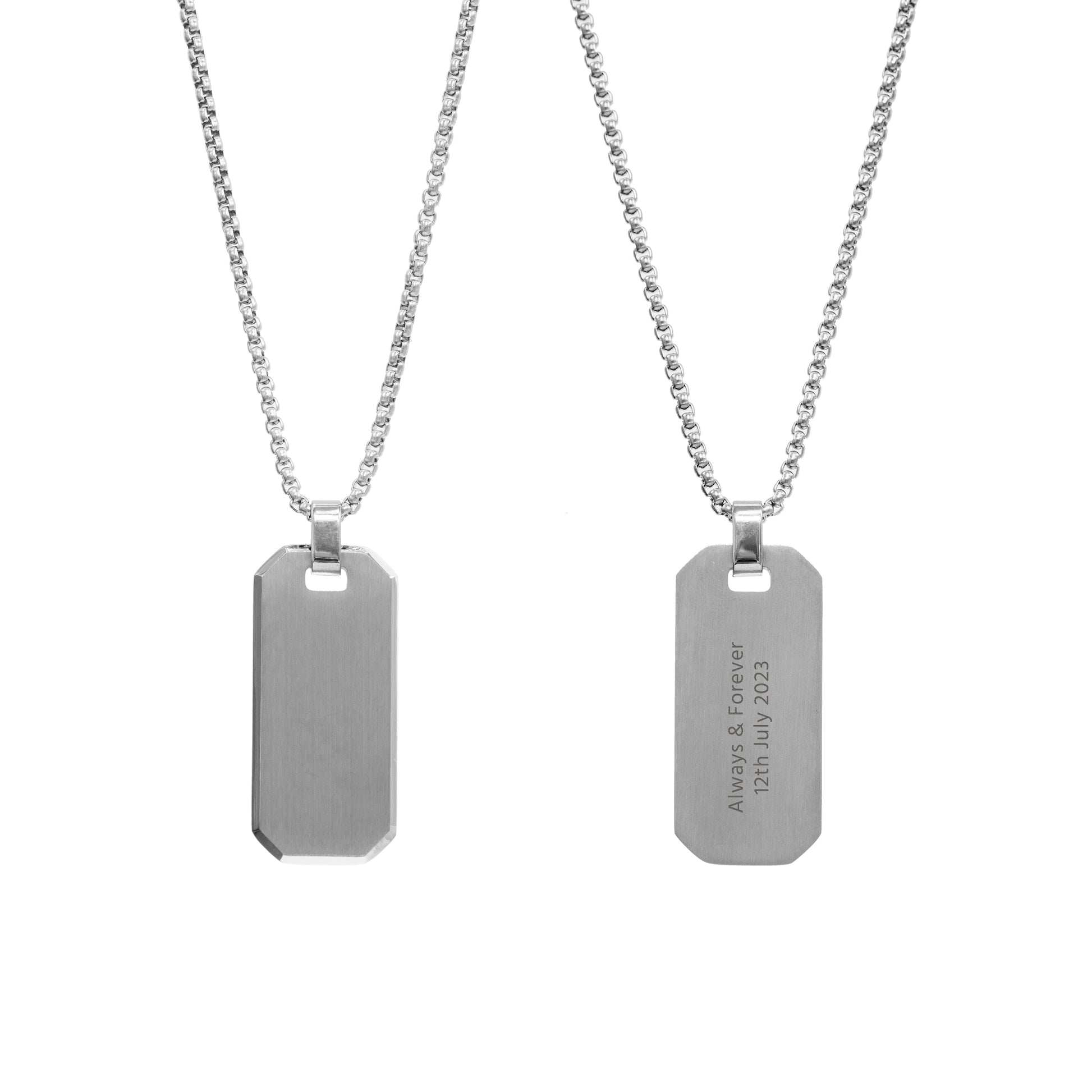 Personalised Silver Dog Tag Necklace for Men
