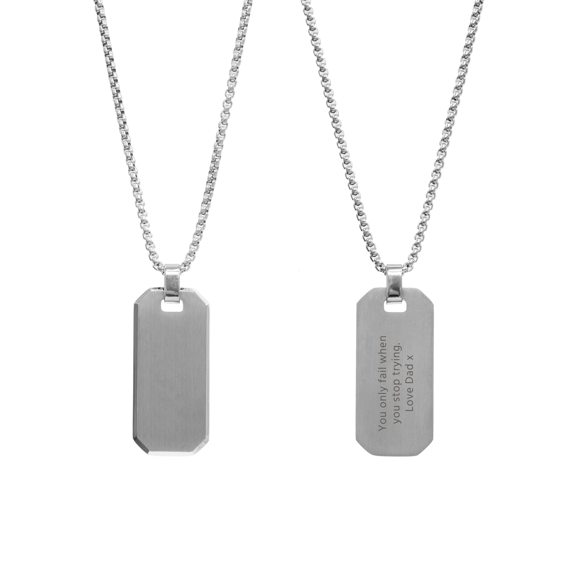Personalised Silver Dog Tag Necklace for Men