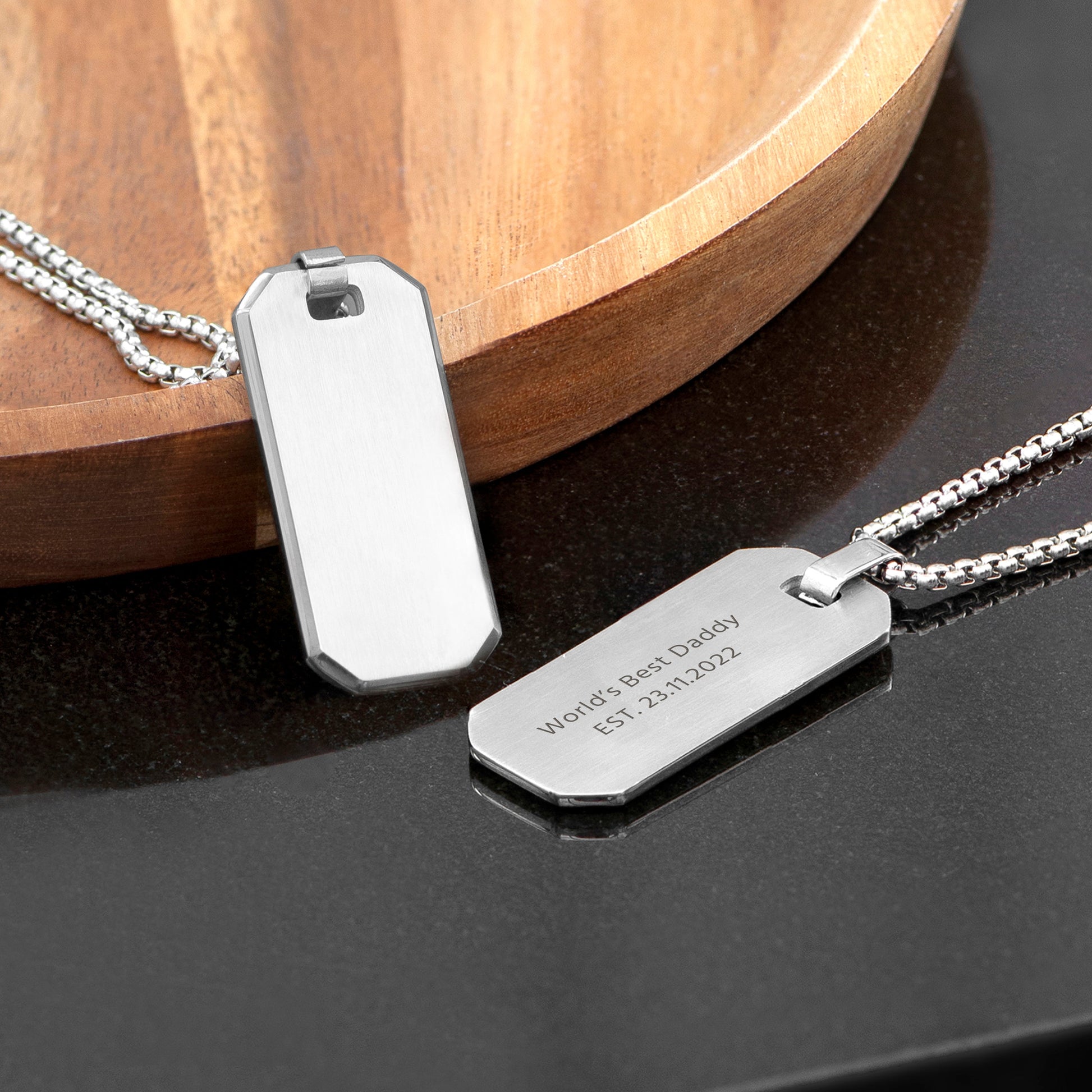 Personalised Silver Dog Tag Necklace for Men