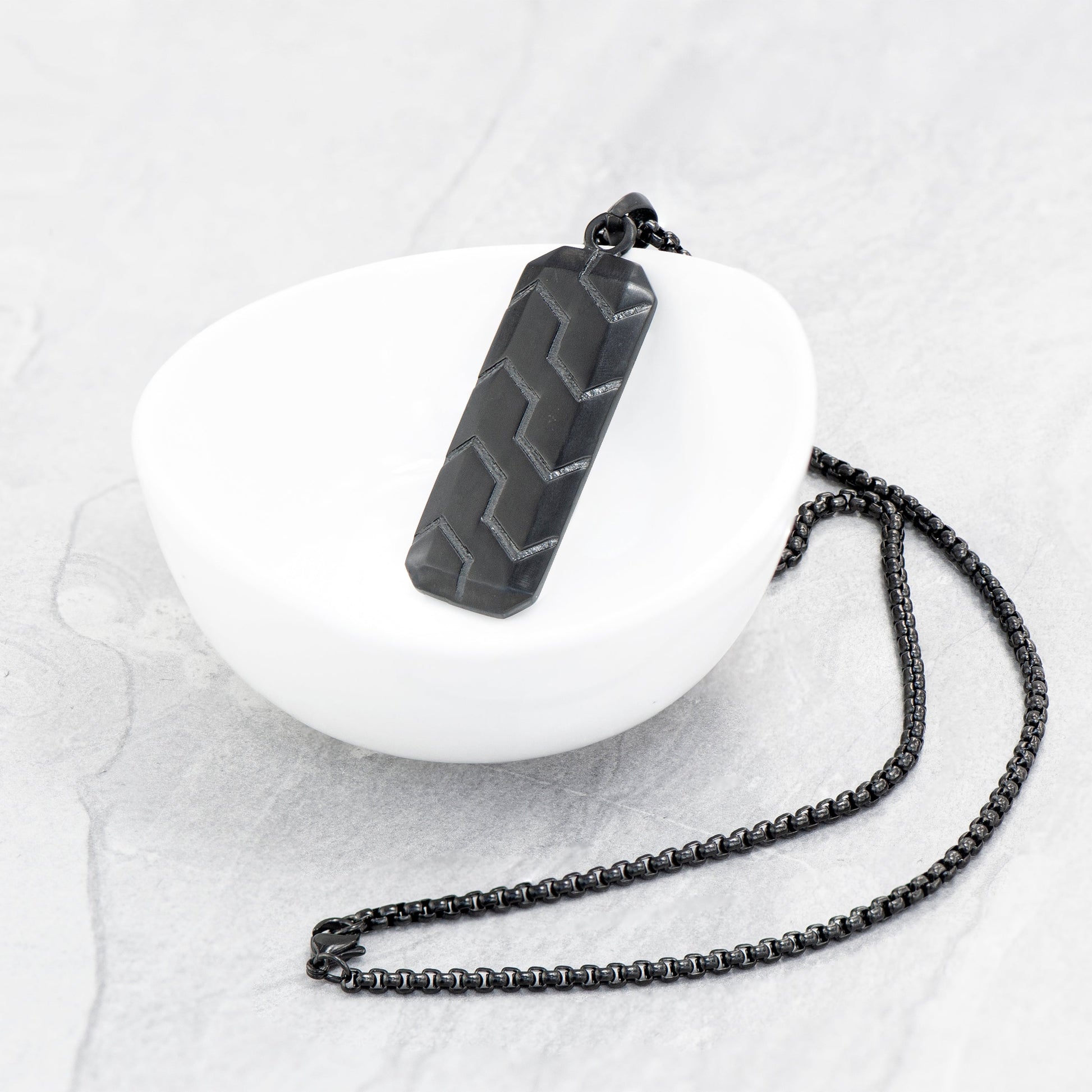 Personalised Men's Black Tyretread Necklace