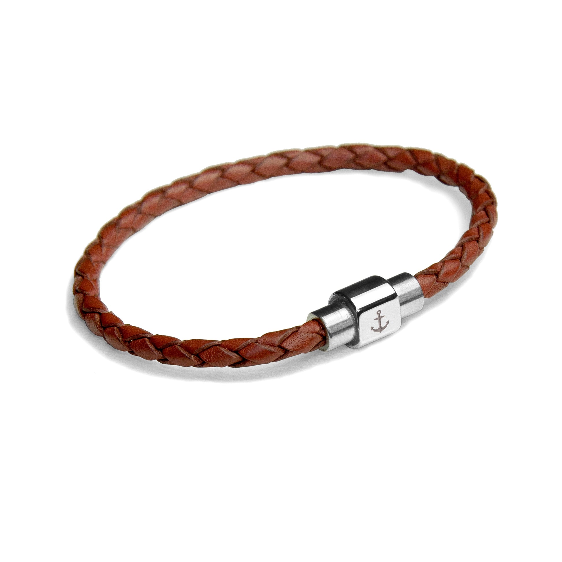 Personalised Men's Anchor Woven Leather Bracelet