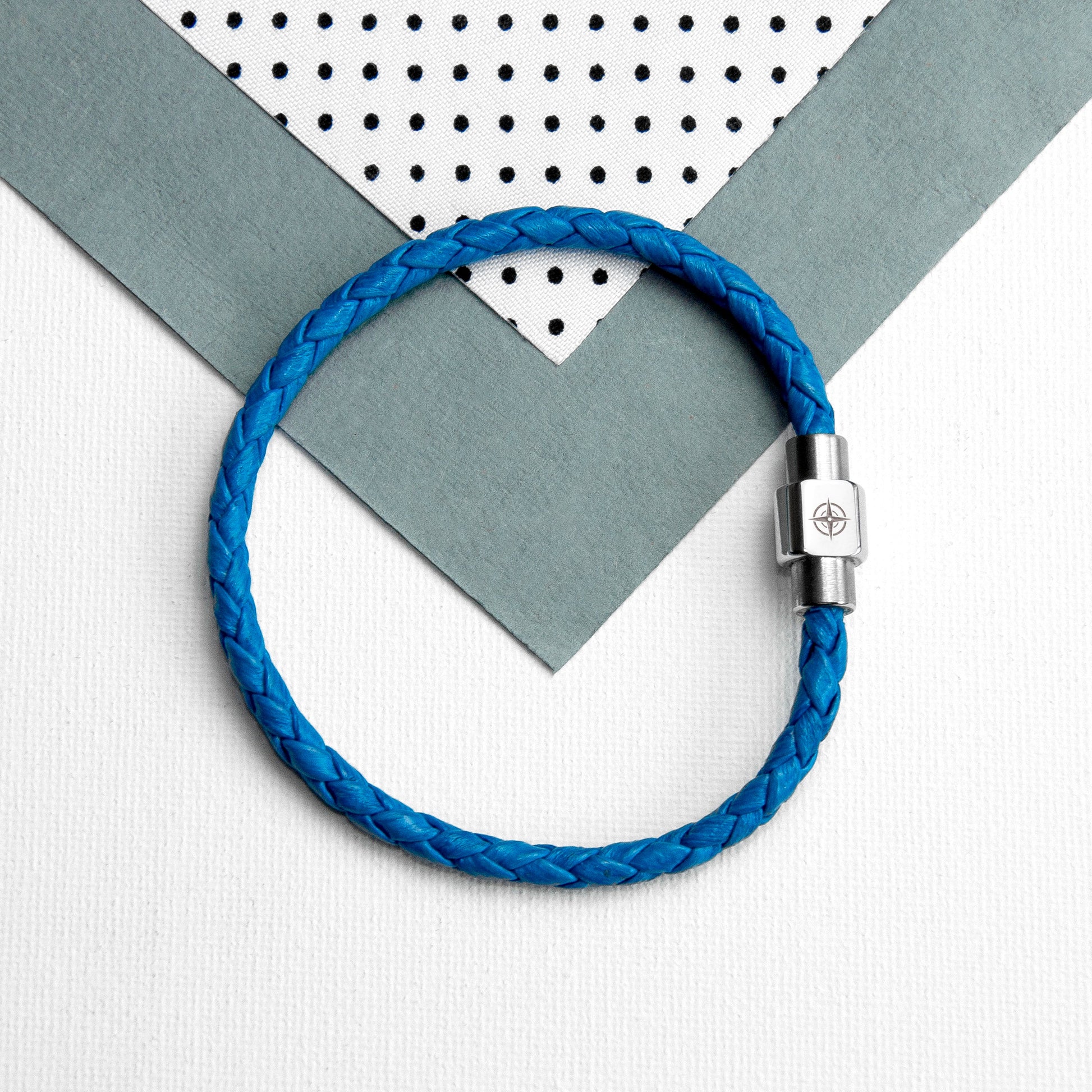 Personalised Men's Travel Compass Woven Leather Bracelet