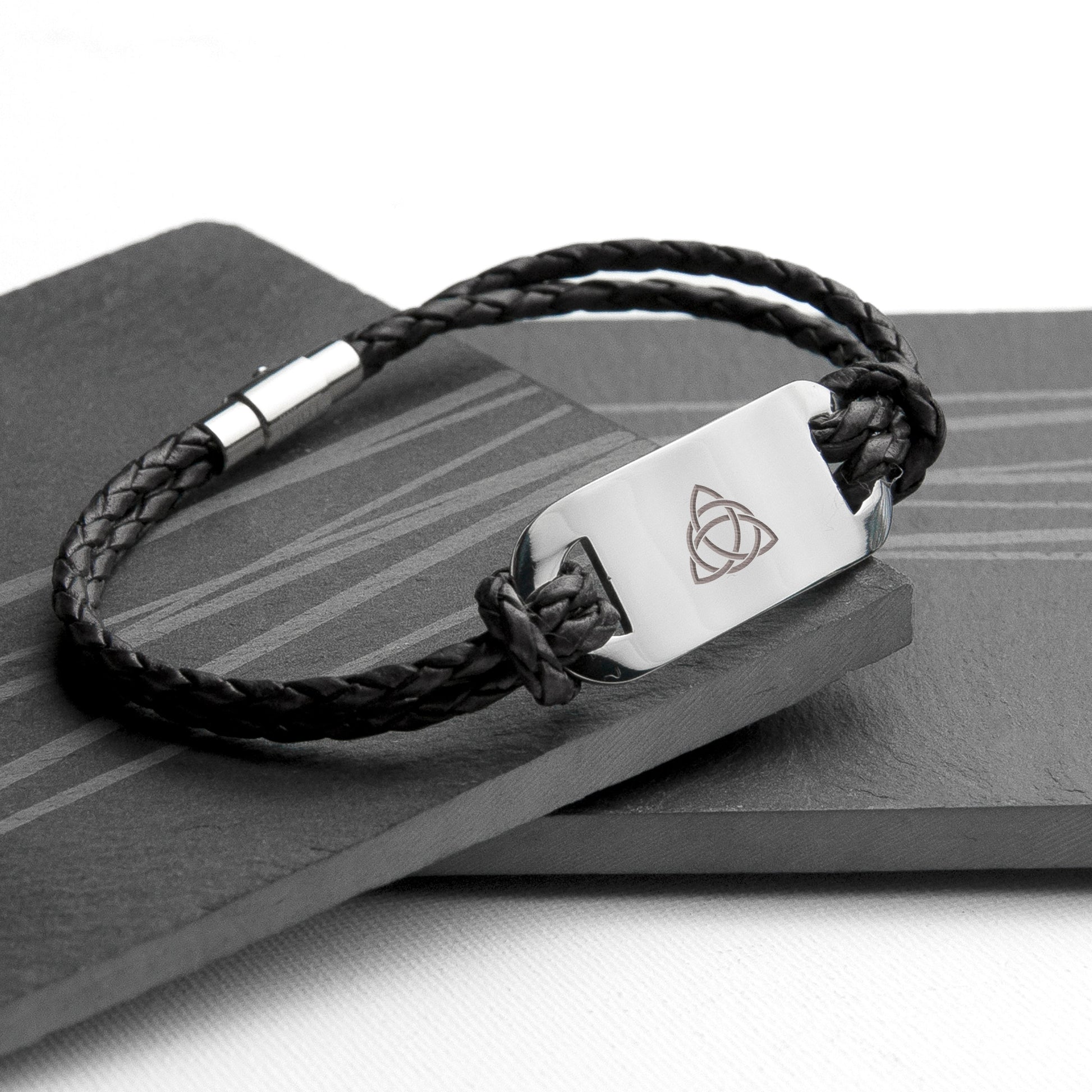 Personalised Men's Celtic Trinity Leather Bracelet
