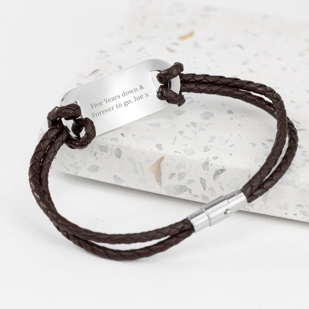 Personalised Men's Celtic Trinity Leather Bracelet