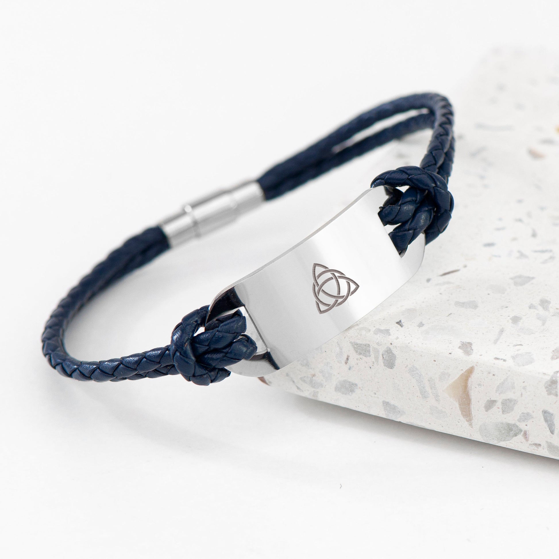 Personalised Men's Celtic Trinity Leather Bracelet