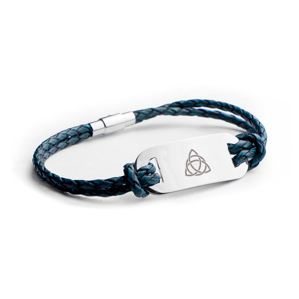 Personalised Men's Celtic Trinity Leather Bracelet