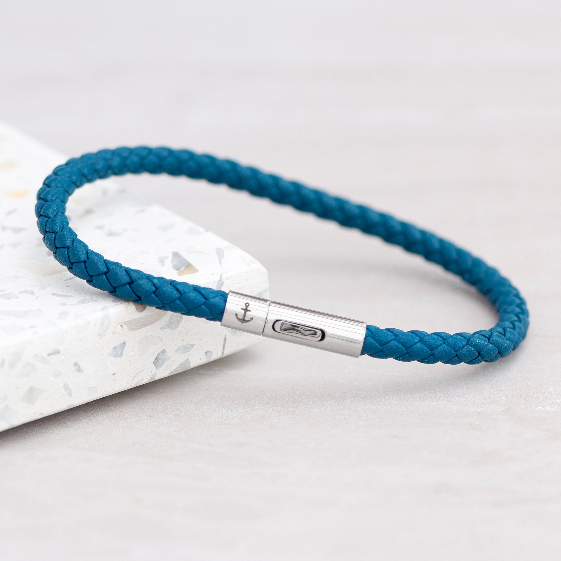 Personalised Men's Anchor Capsule Leather Bracelet
