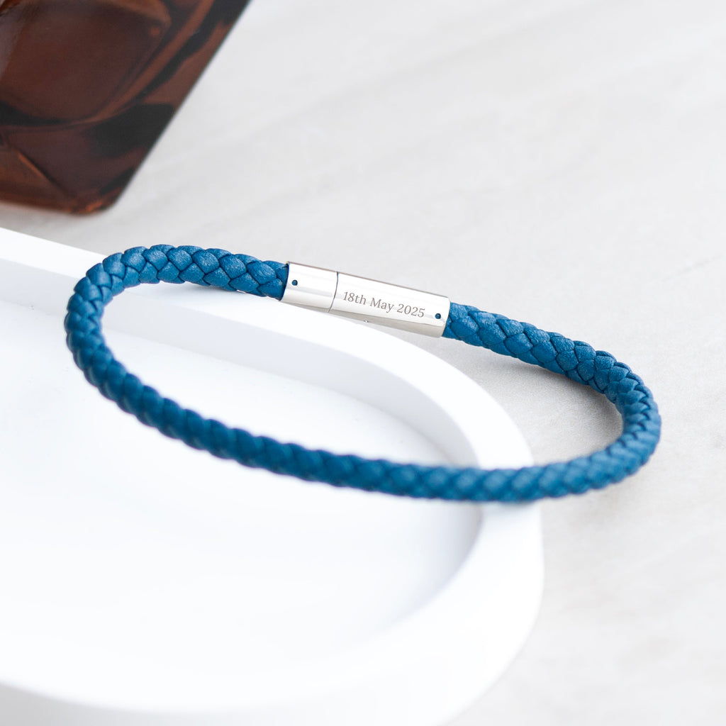 Personalised Men's Anchor Capsule Leather Bracelet