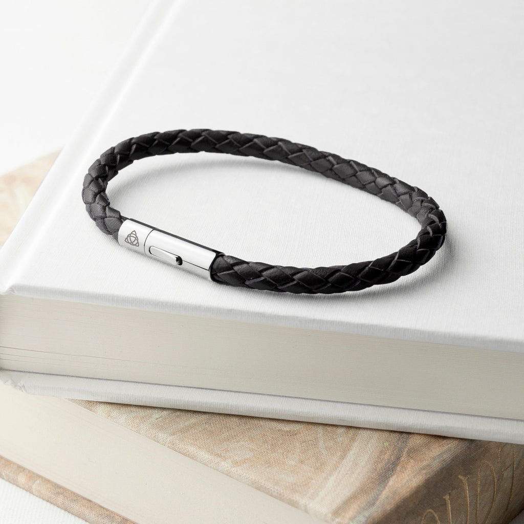 Personalised Men's Celtic Trinity Leather Bracelet