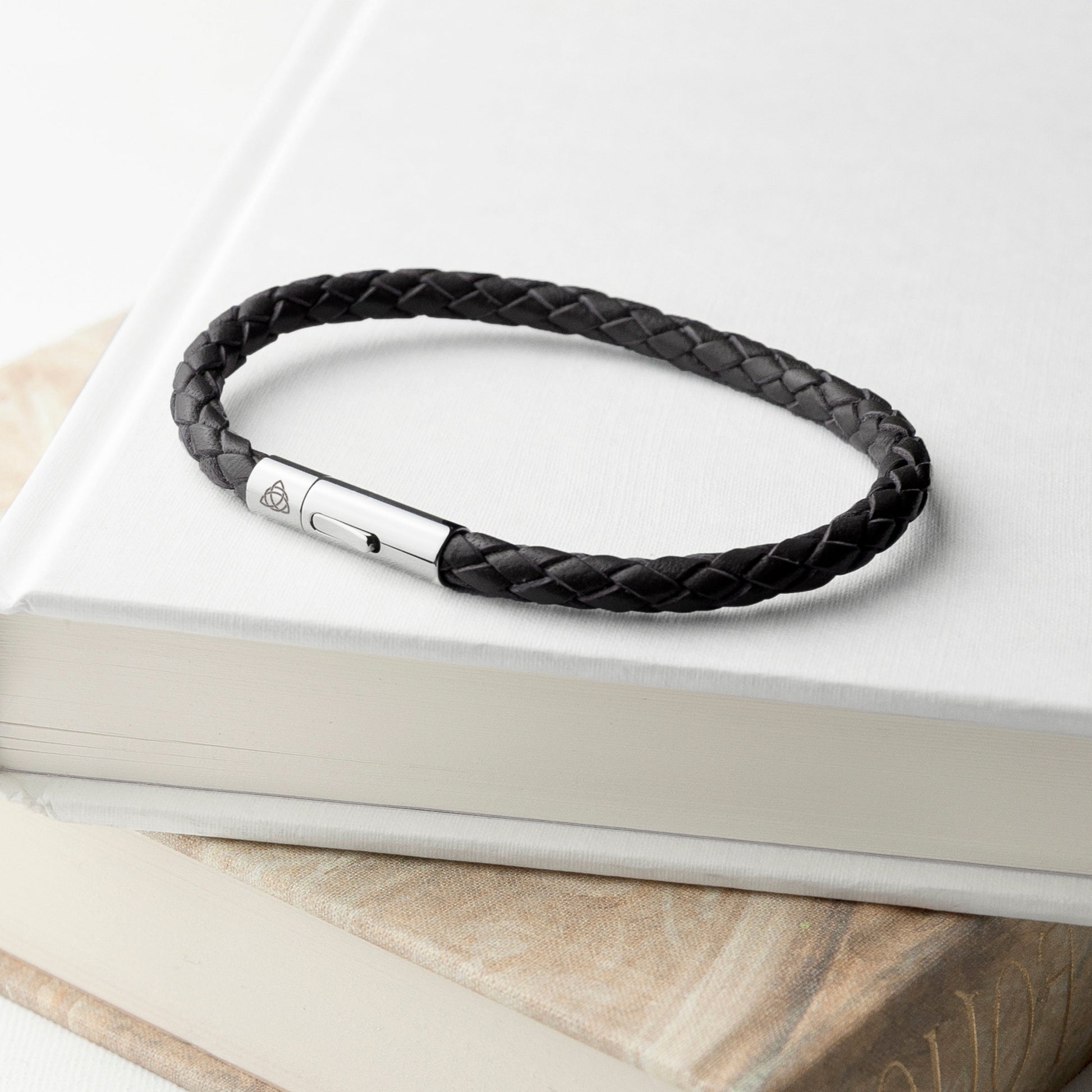 Personalised Men's Celtic Trinity Leather Bracelet