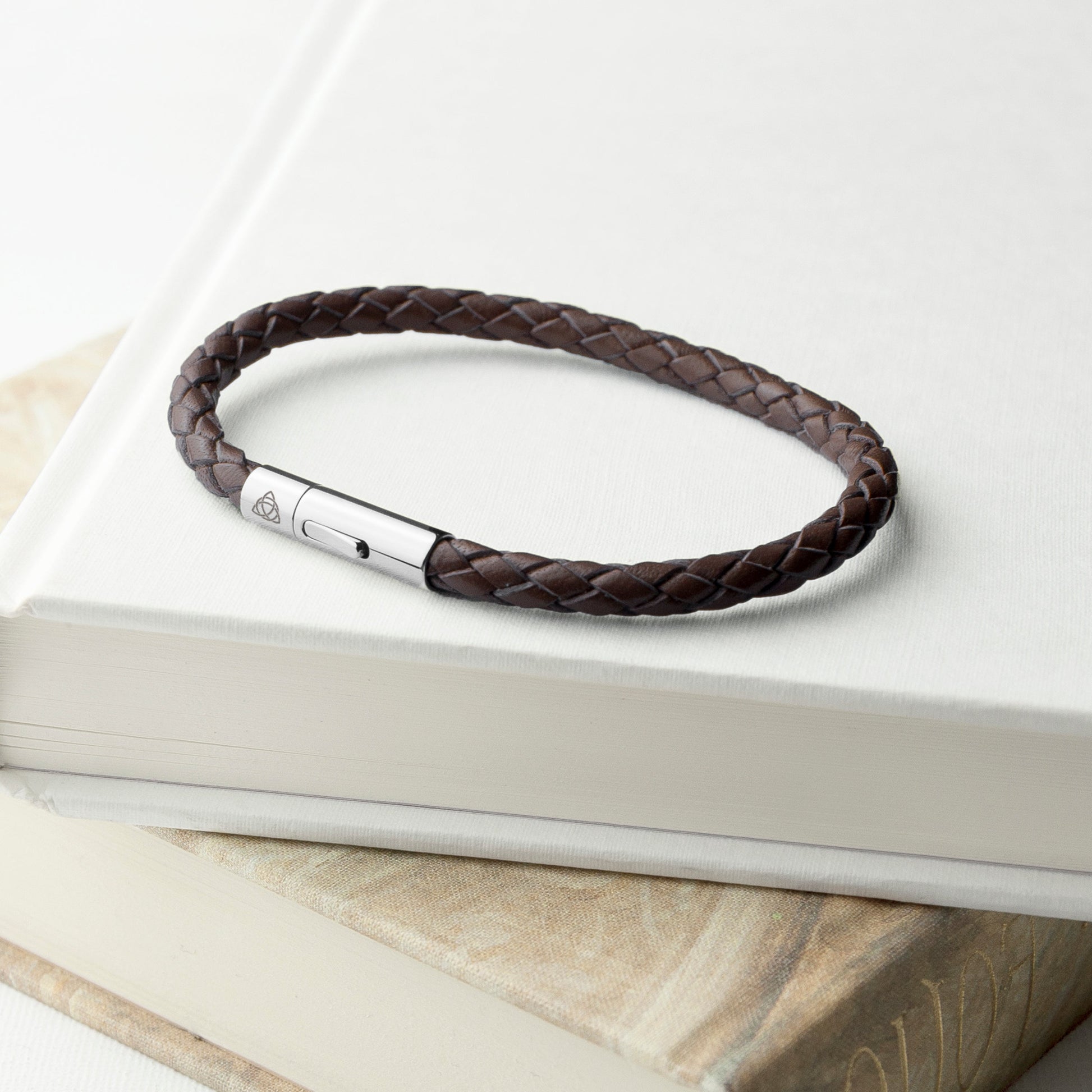 Personalised Men's Celtic Trinity Leather Bracelet