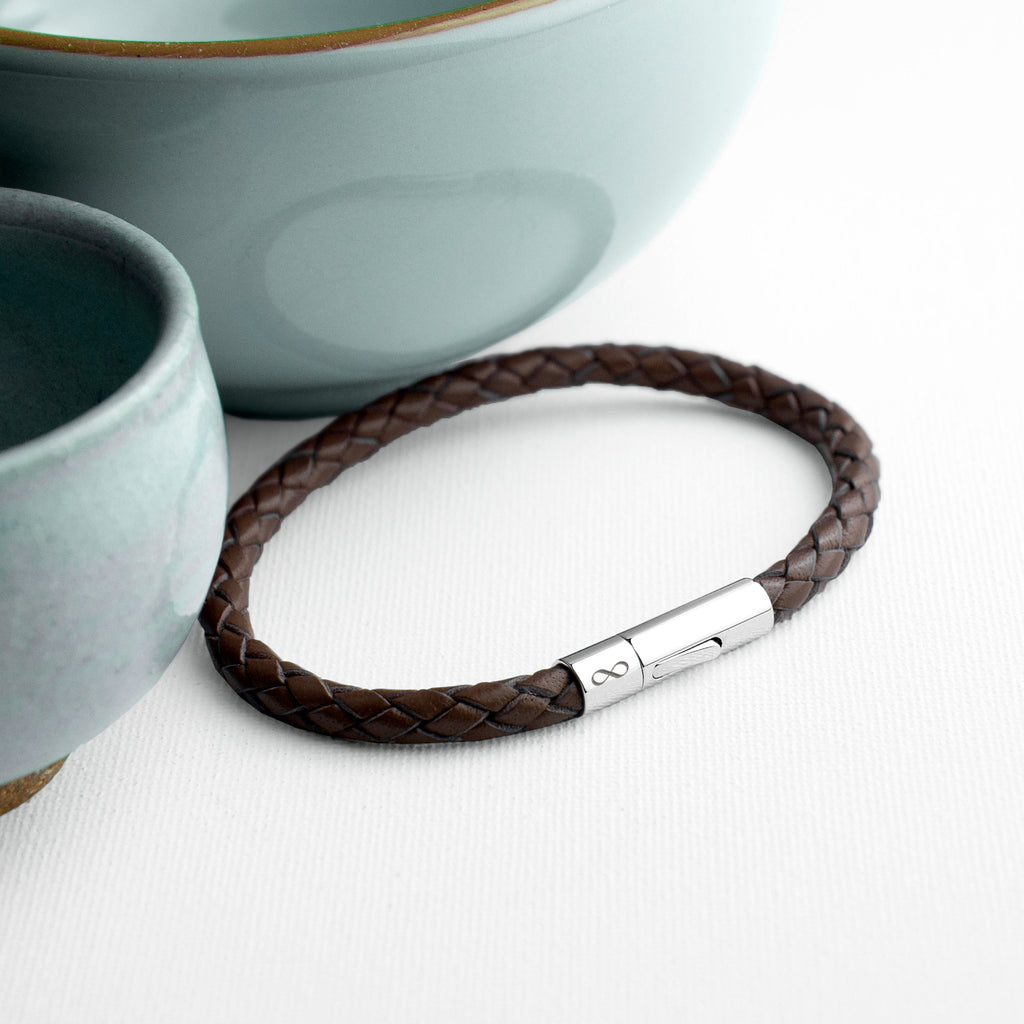 Personalised Men's Infinity Capsule Leather Bracelet