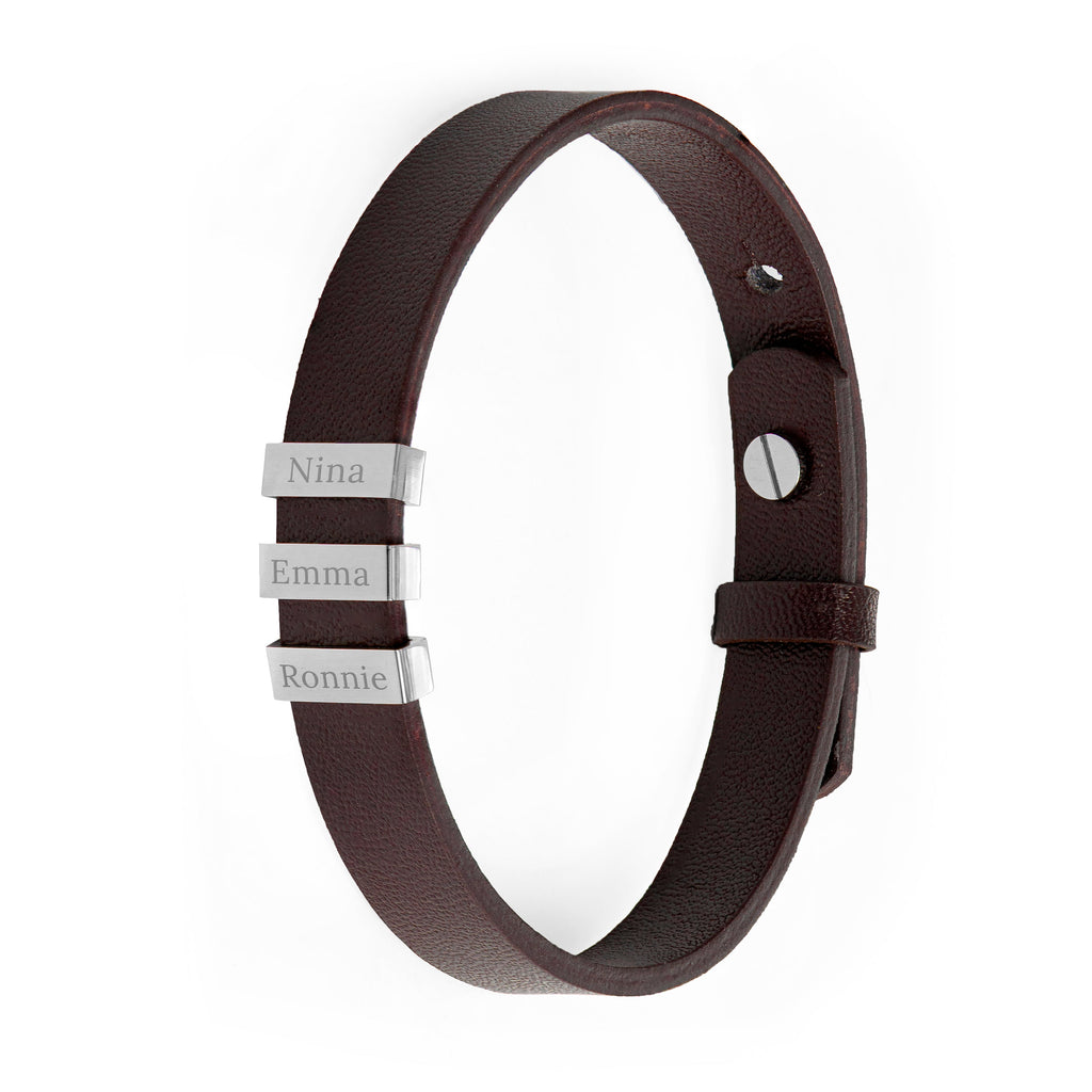Personalised Men's Soho Tag Brown Leather Bracelet