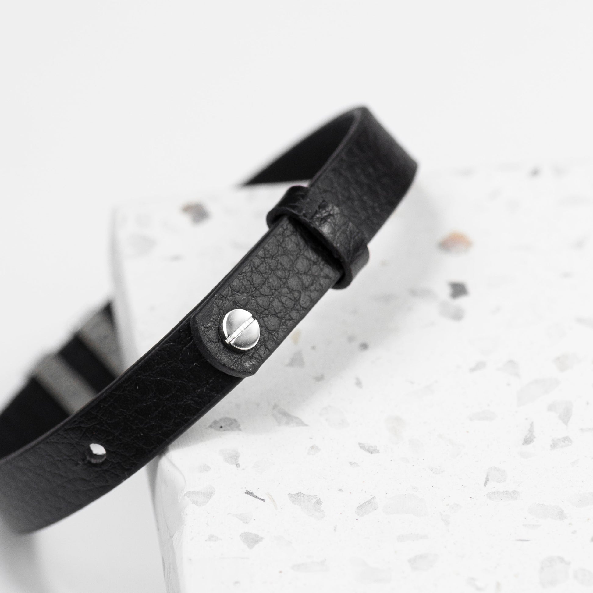 Personalised Men's Soho Tag Message Black Leather Bracelet