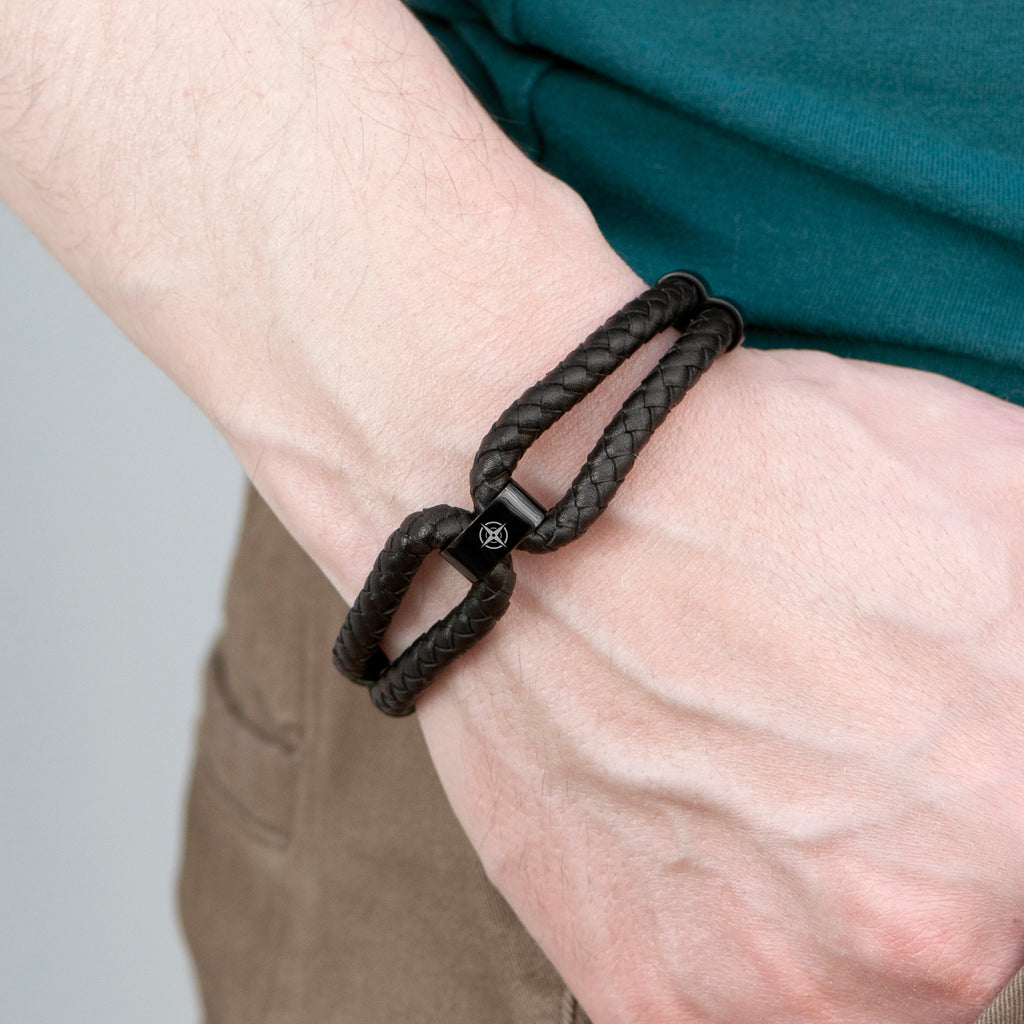 Personalised Men's Dual Leather Bracelet