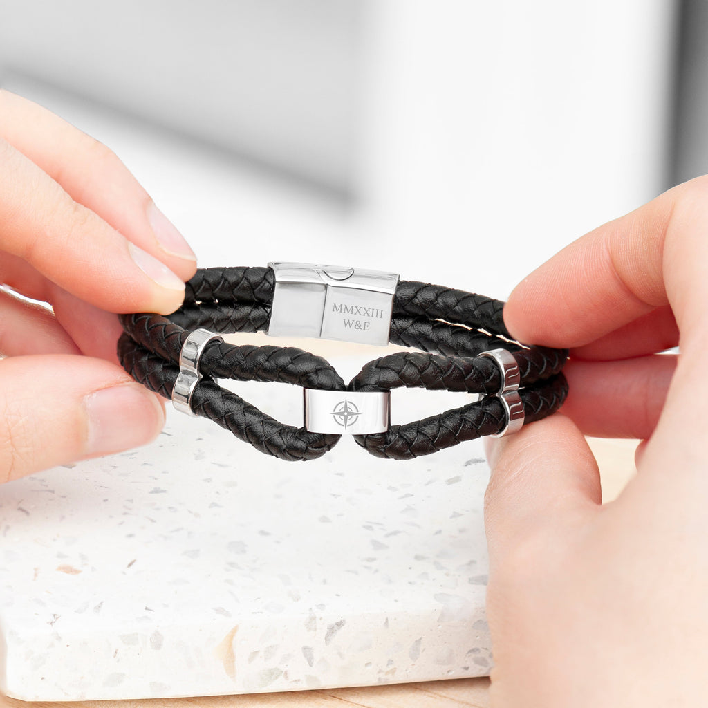 Personalised Men's Dual Leather Bracelet