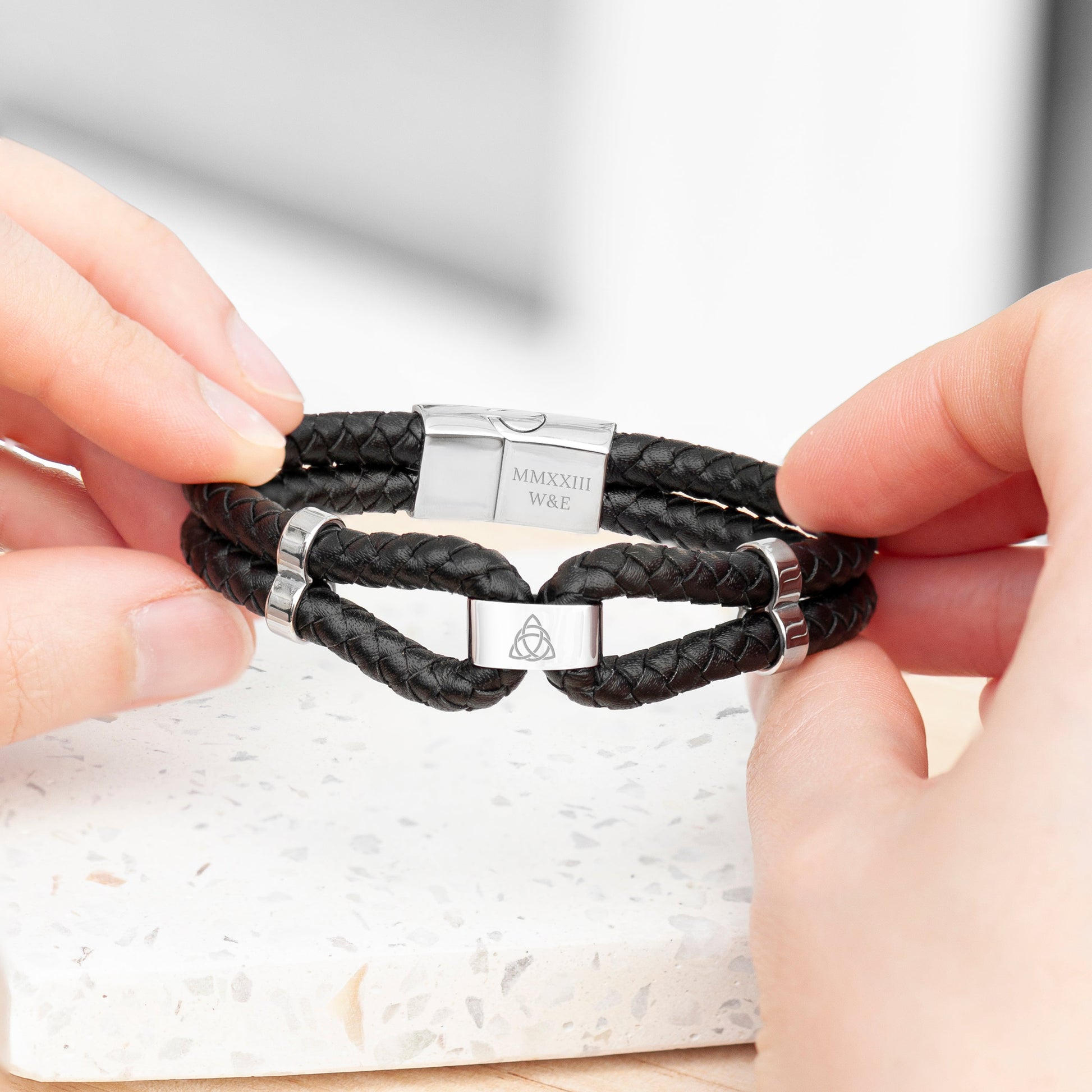 Personalised Men's Dual Leather Bracelet