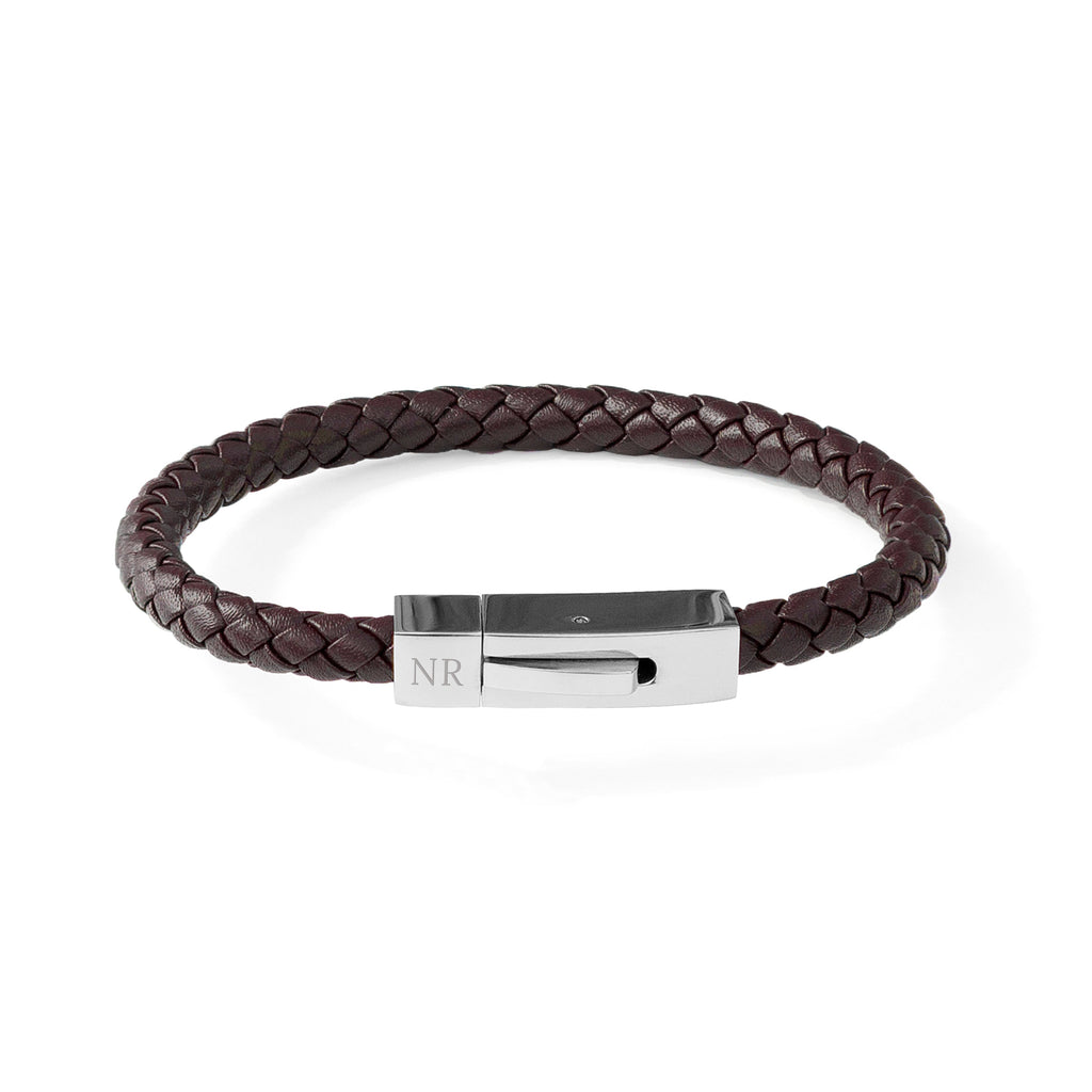 Personalised Men's Brown Leather Clasp Bracelet