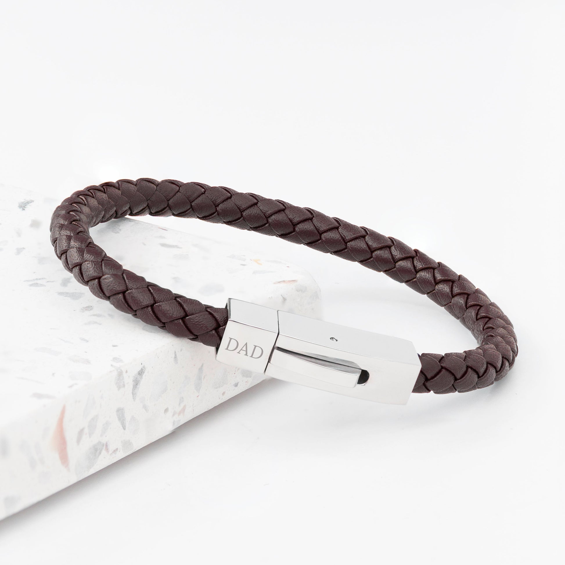 Personalised Men's Brown Leather Clasp Bracelet