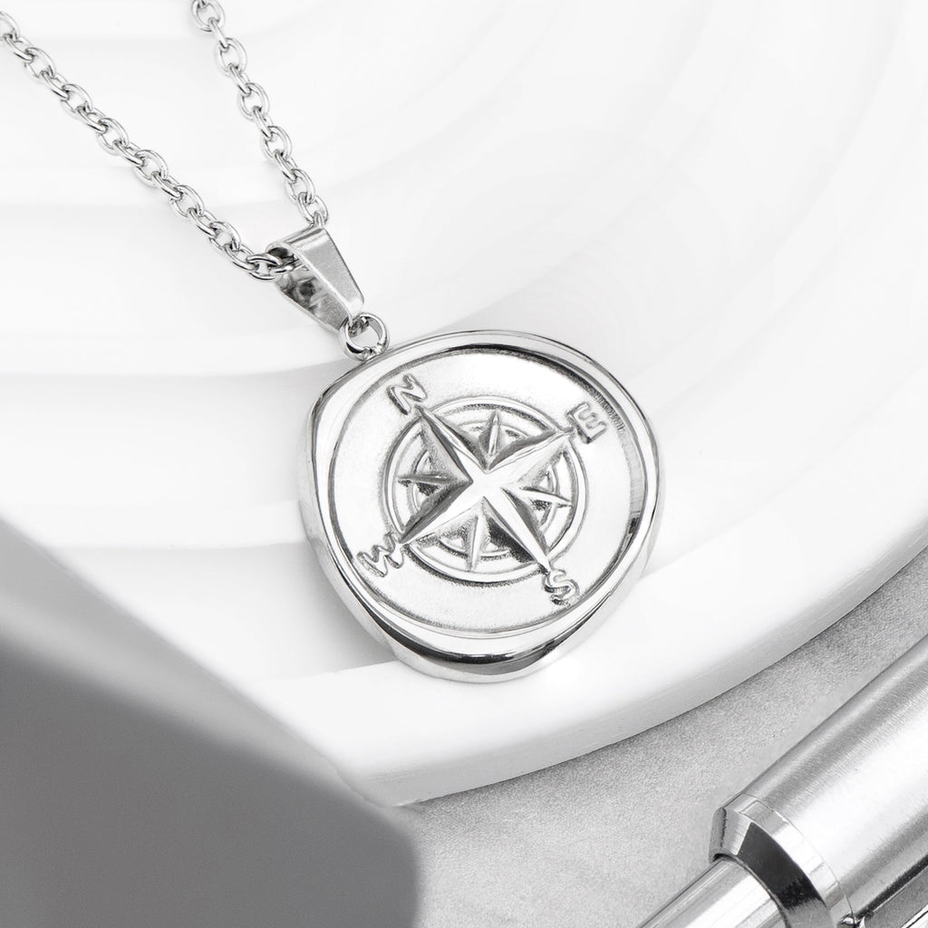 Personalised Men's Compass Amulet Necklace