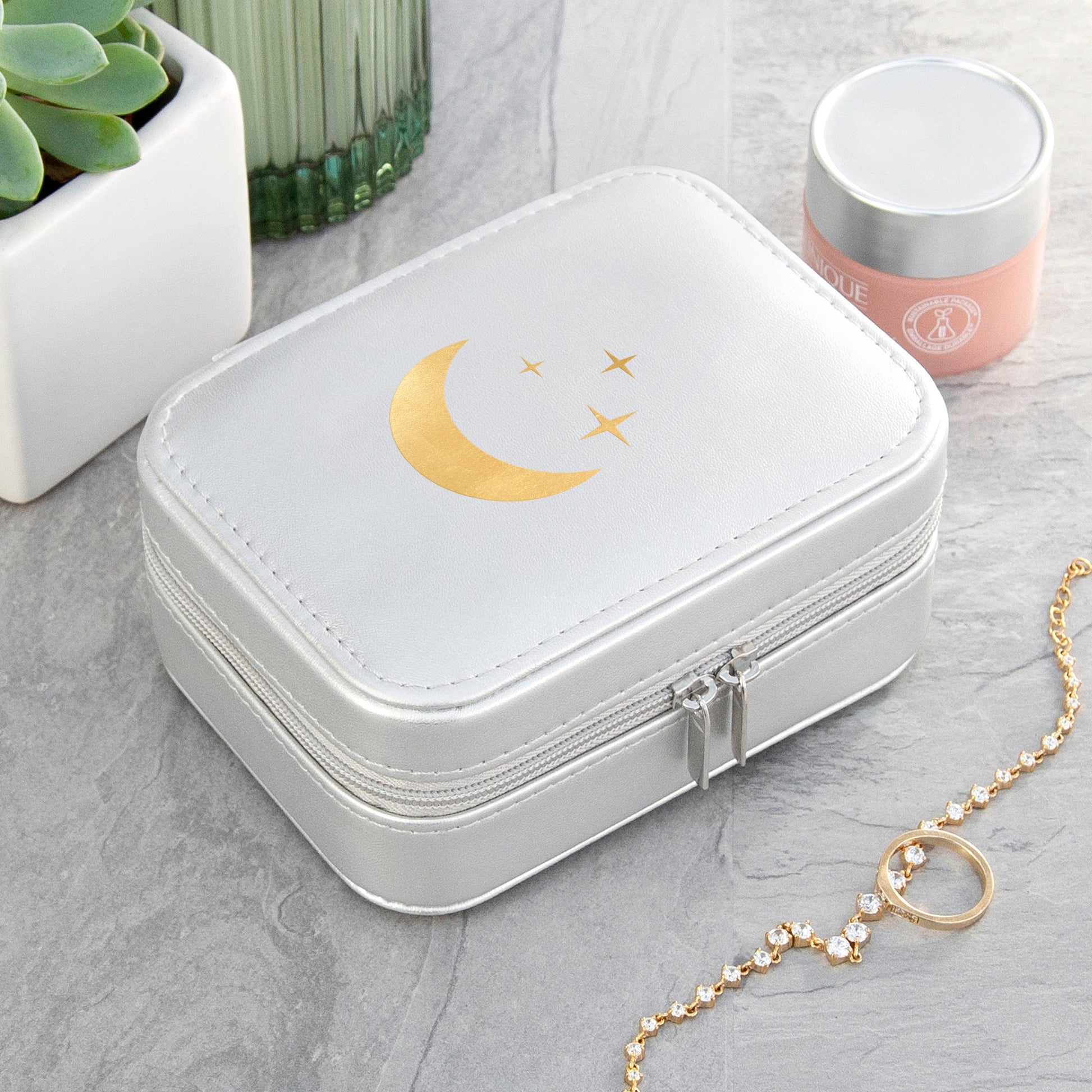 Silver Moon and Stars Jewellery Case