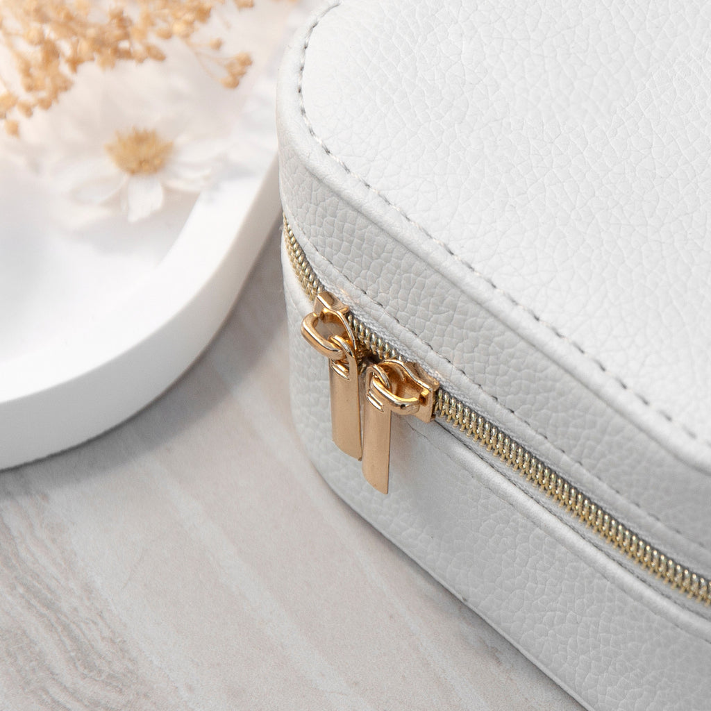 Moon and Stars White Travel Jewellery Case