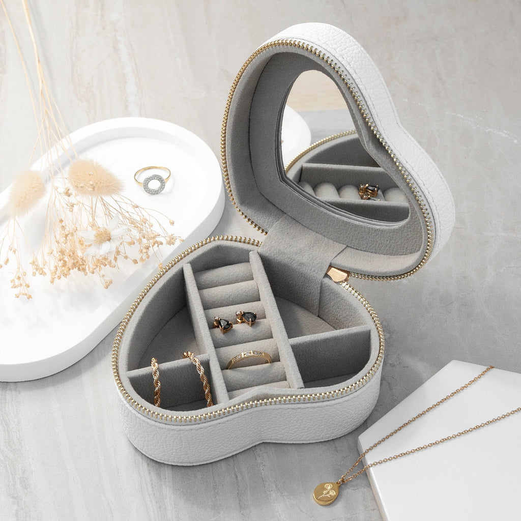 Customisable Shooting Star White Heart Jewellery Case