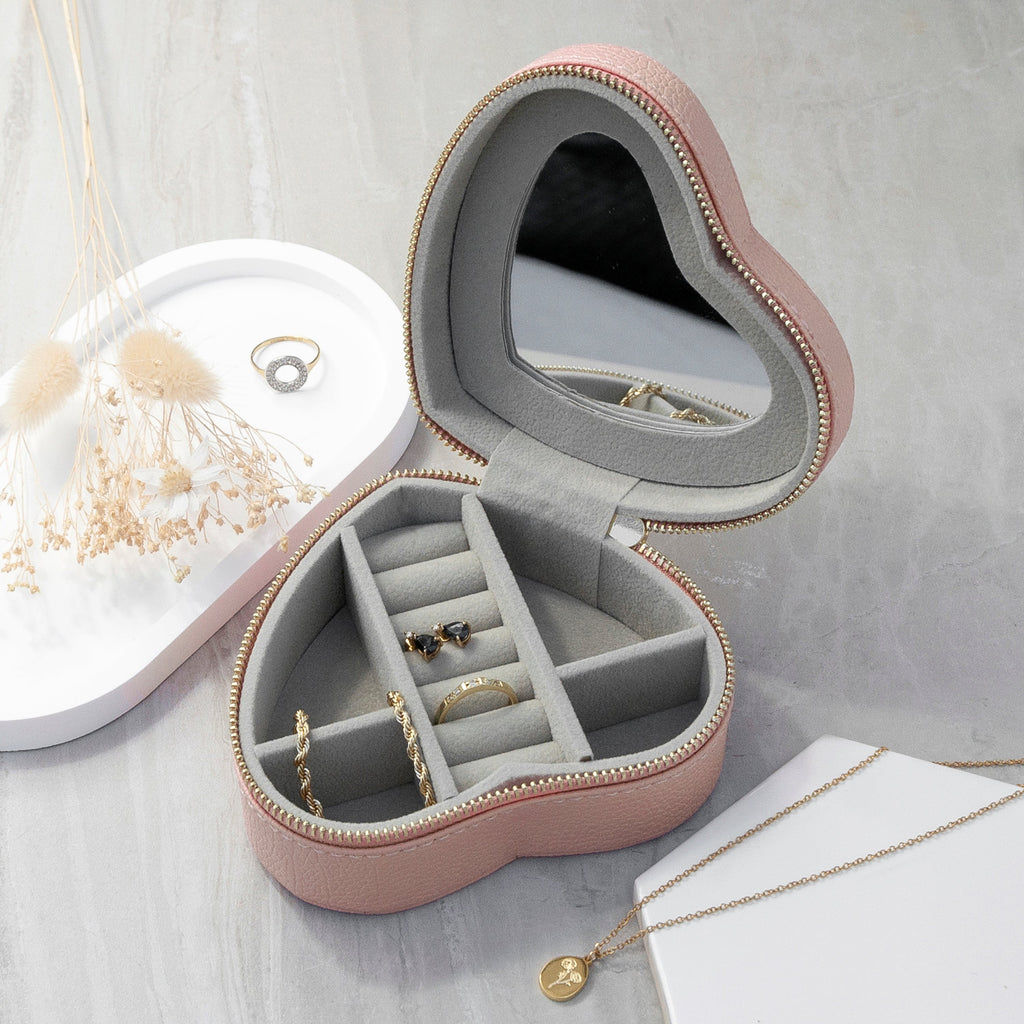 Sunset Pink Heart Jewellery Case
