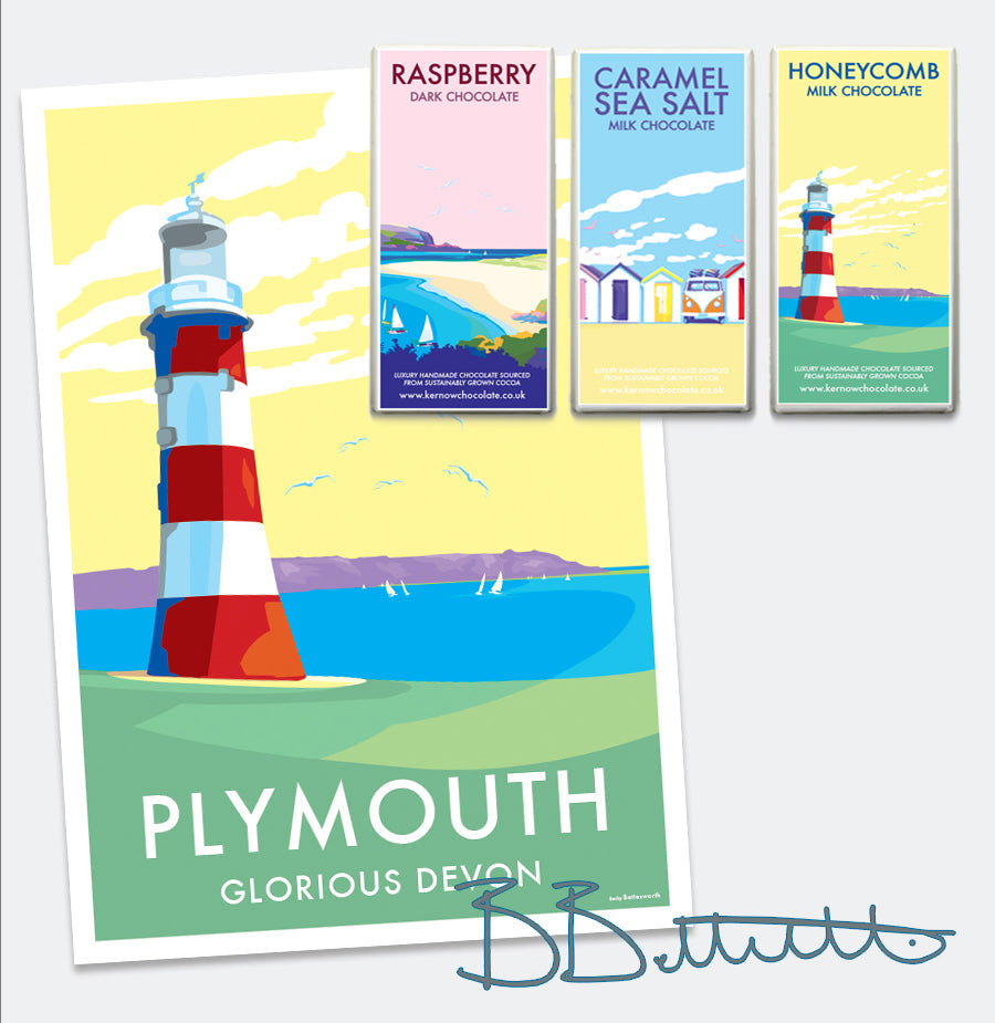 Plymouth Vintage Seaside Travel Poster Print