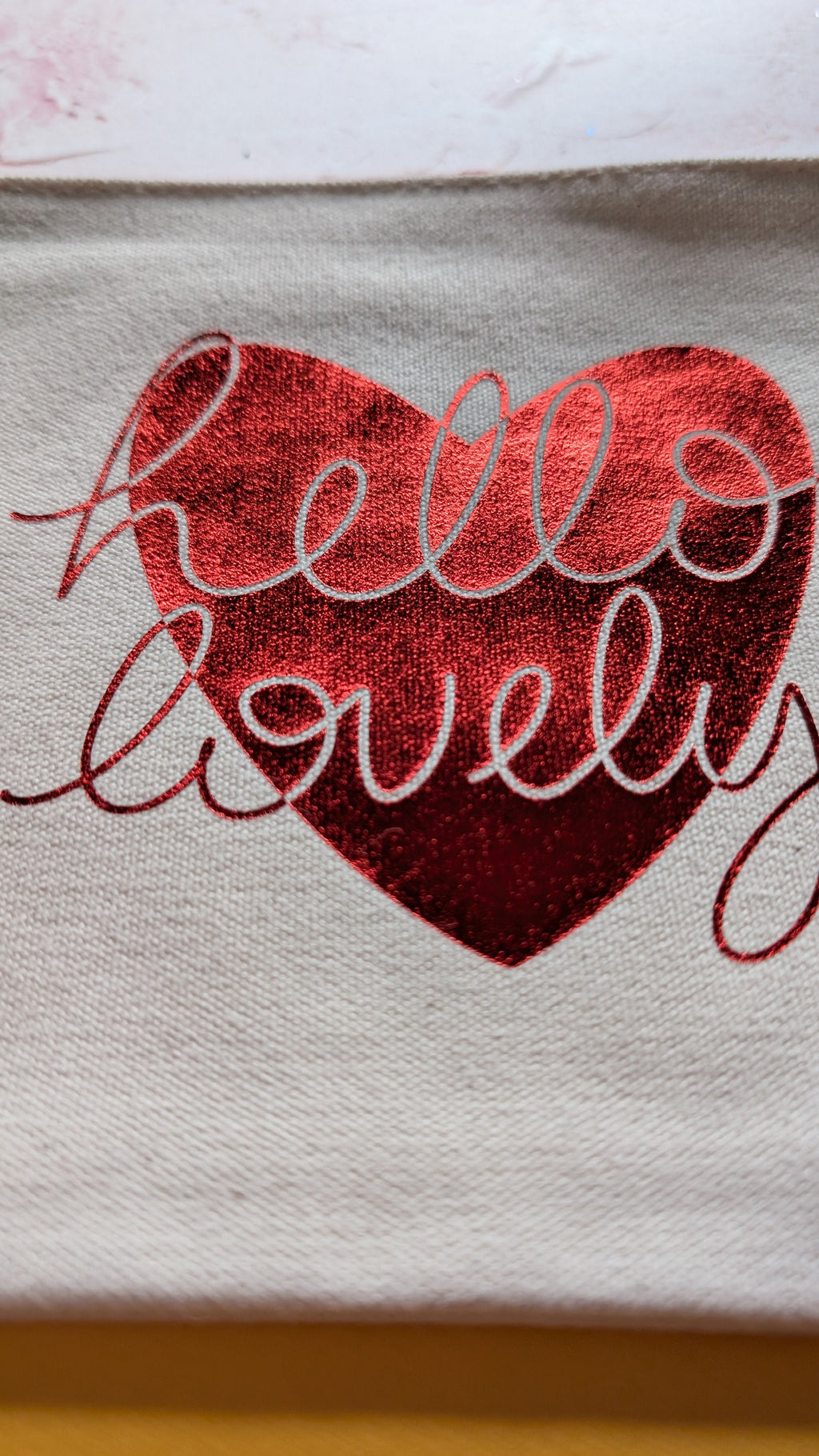 Hello Lovely Cotton Pouch with Wrist Strap
