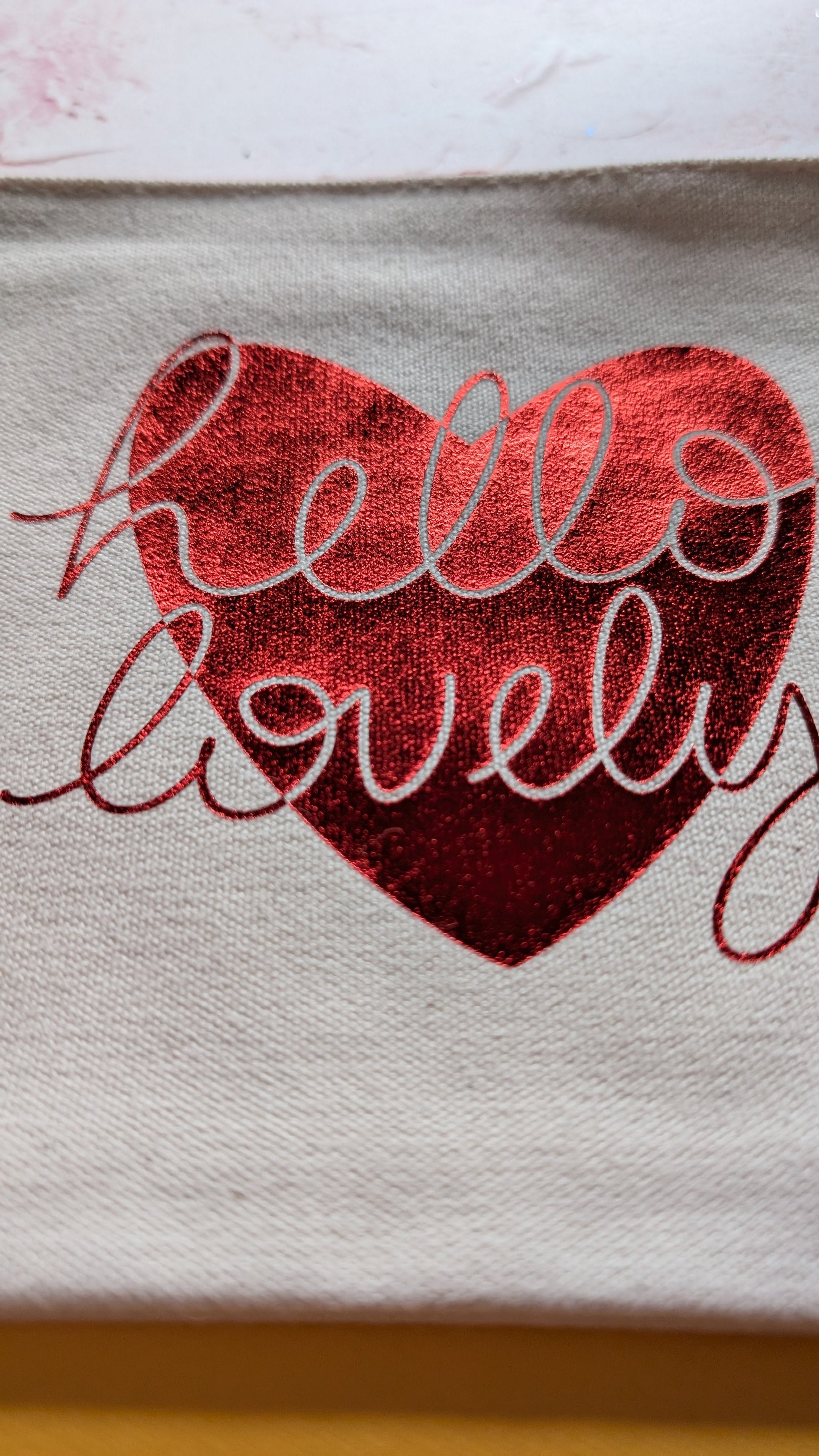 Hello Lovely Cotton Pouch with Wrist Strap