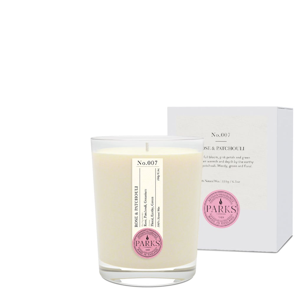 Rose and Patchouli Single Wick Scented Candle 180g
