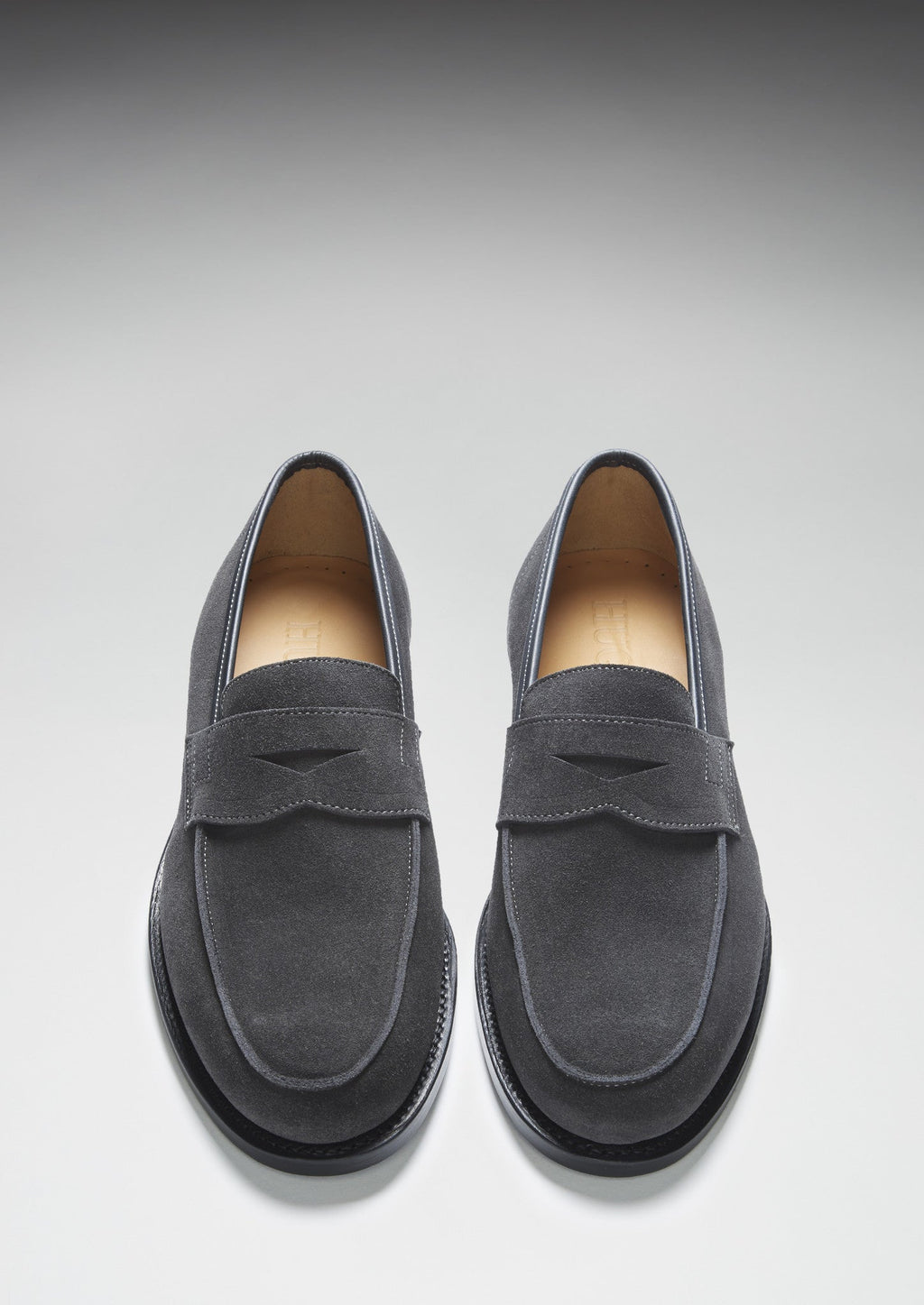 Slate Grey Suede Loafers with Welted Leather Sole
