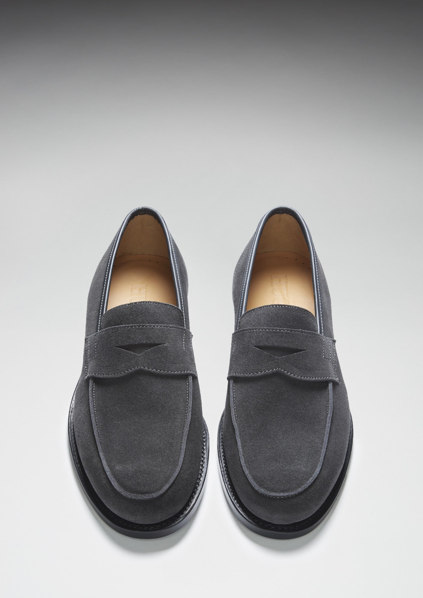 Slate Grey Suede Loafers with Welted Leather Sole