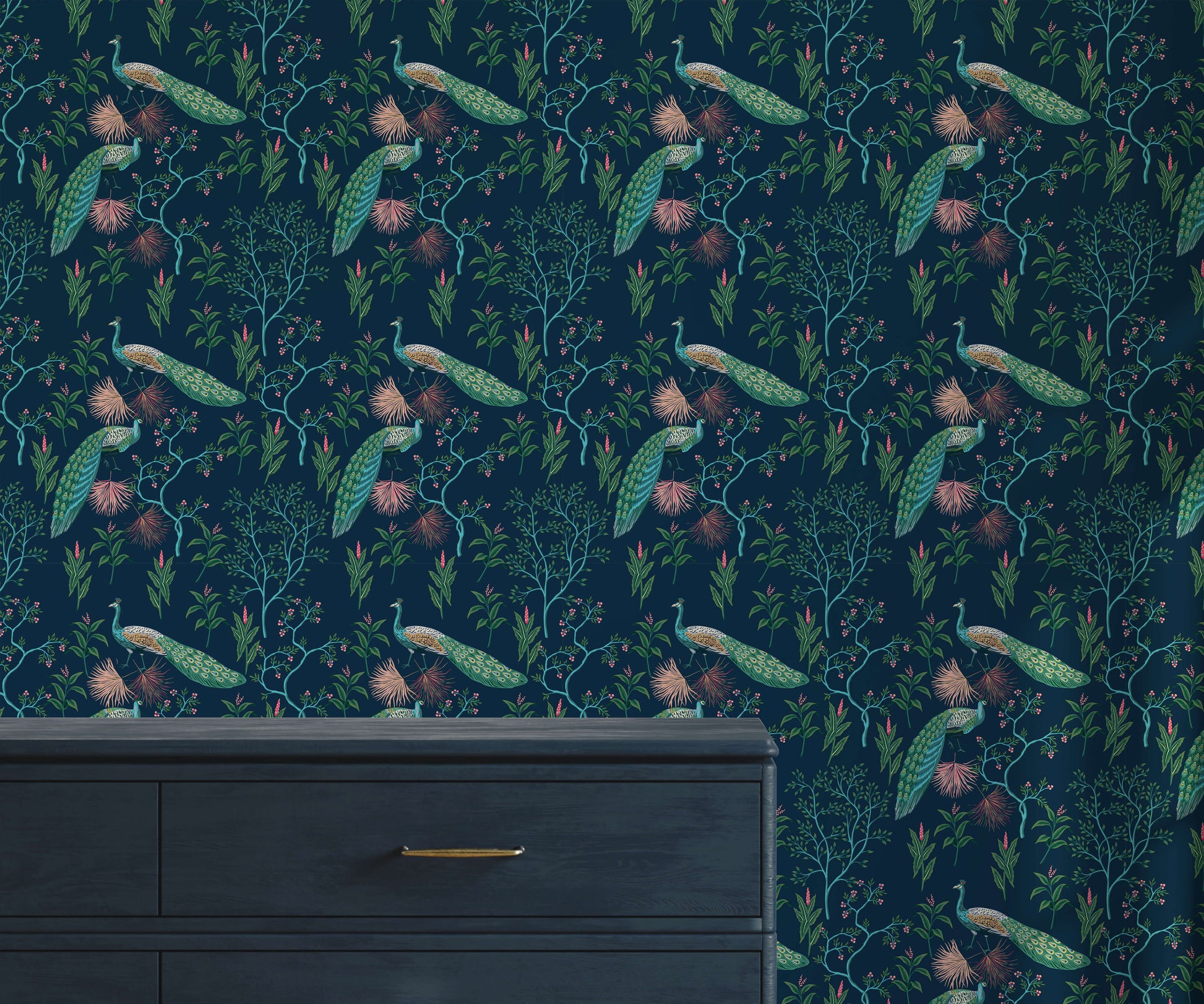 Peacock Wallpaper Colourful Oriental Design