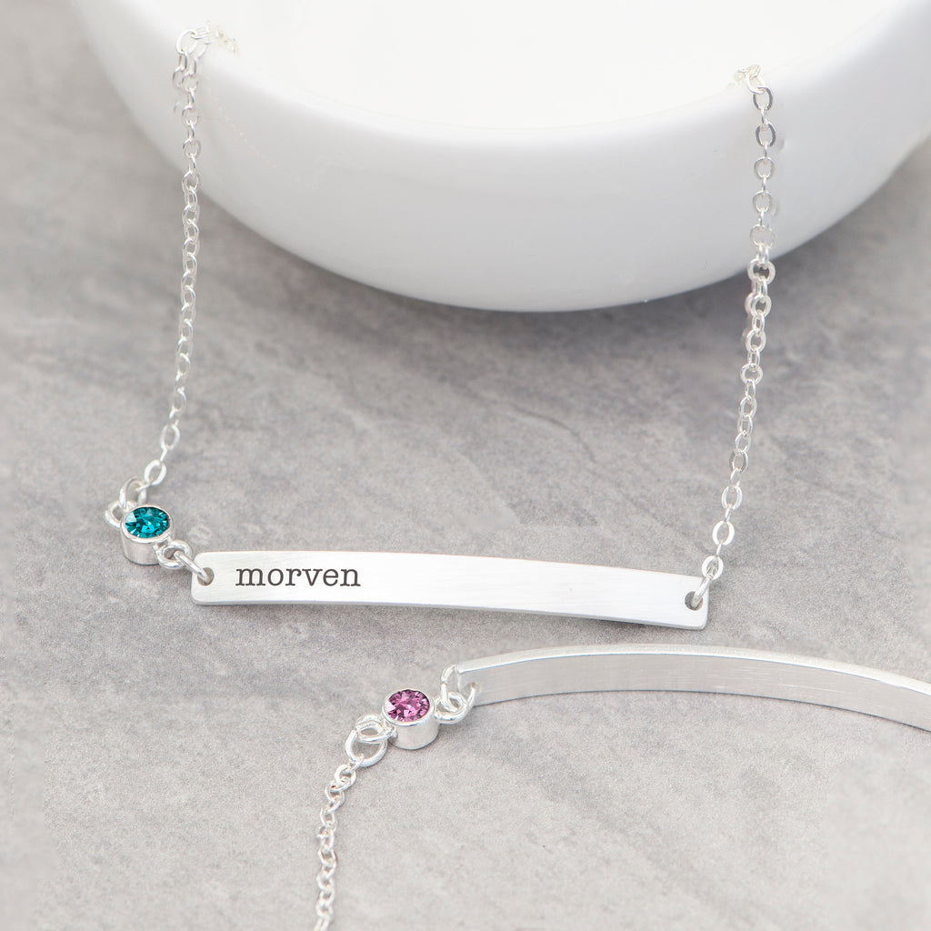 Personalised Silver Birthstone Crystal Bracelet