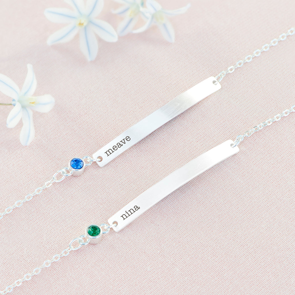 Personalised Silver Birthstone Crystal Bracelet