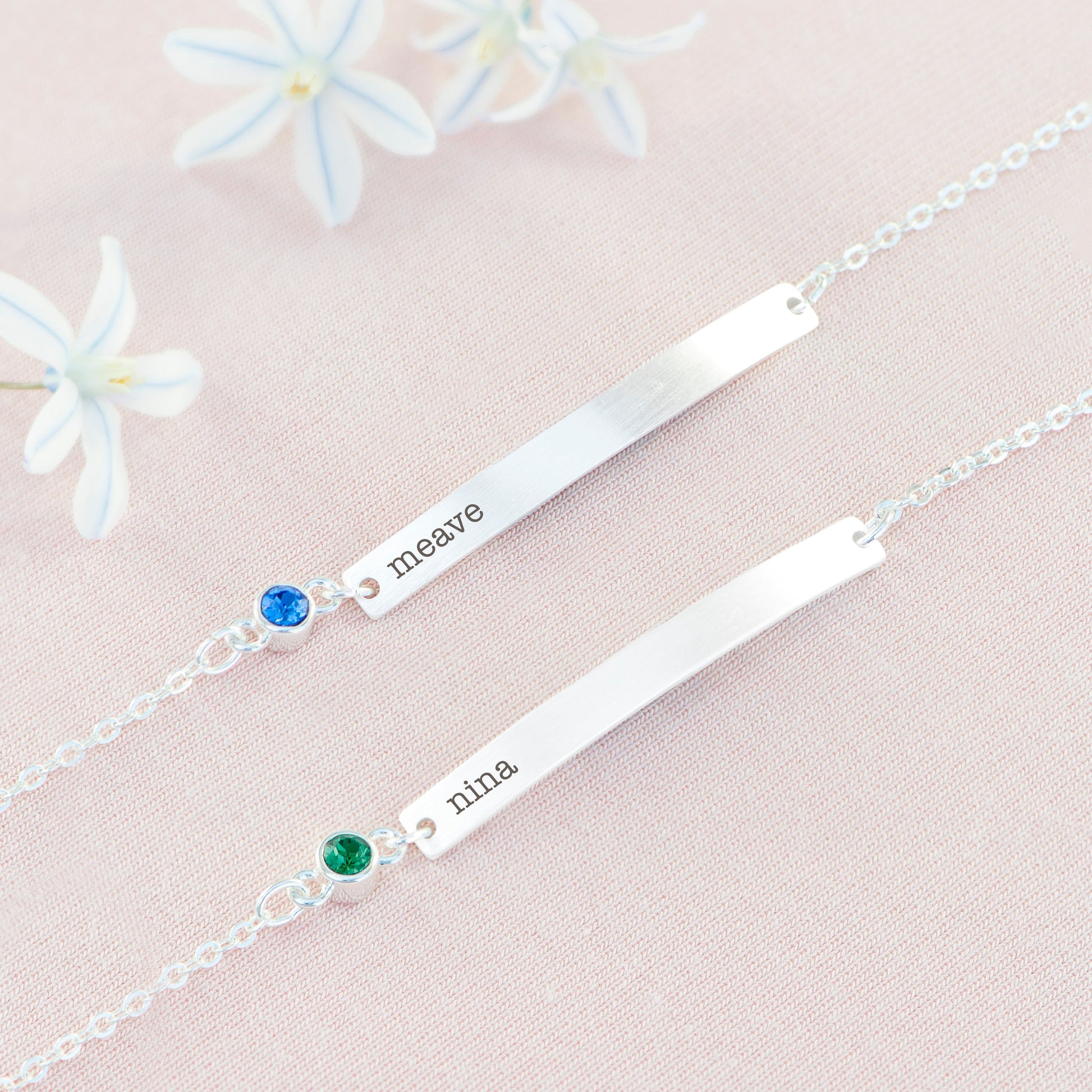 Personalised Silver Birthstone Crystal Bracelet