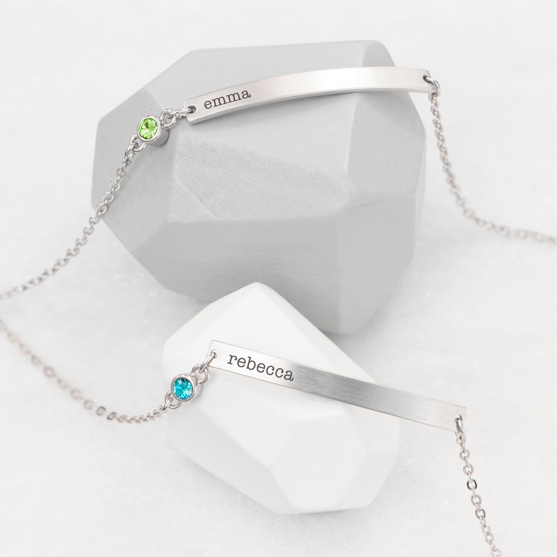 Personalised Silver Birthstone Crystal Bracelet