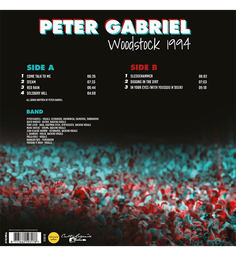 Peter Gabriel Woodstock 1994 12 Inch Album on 180g Vinyl