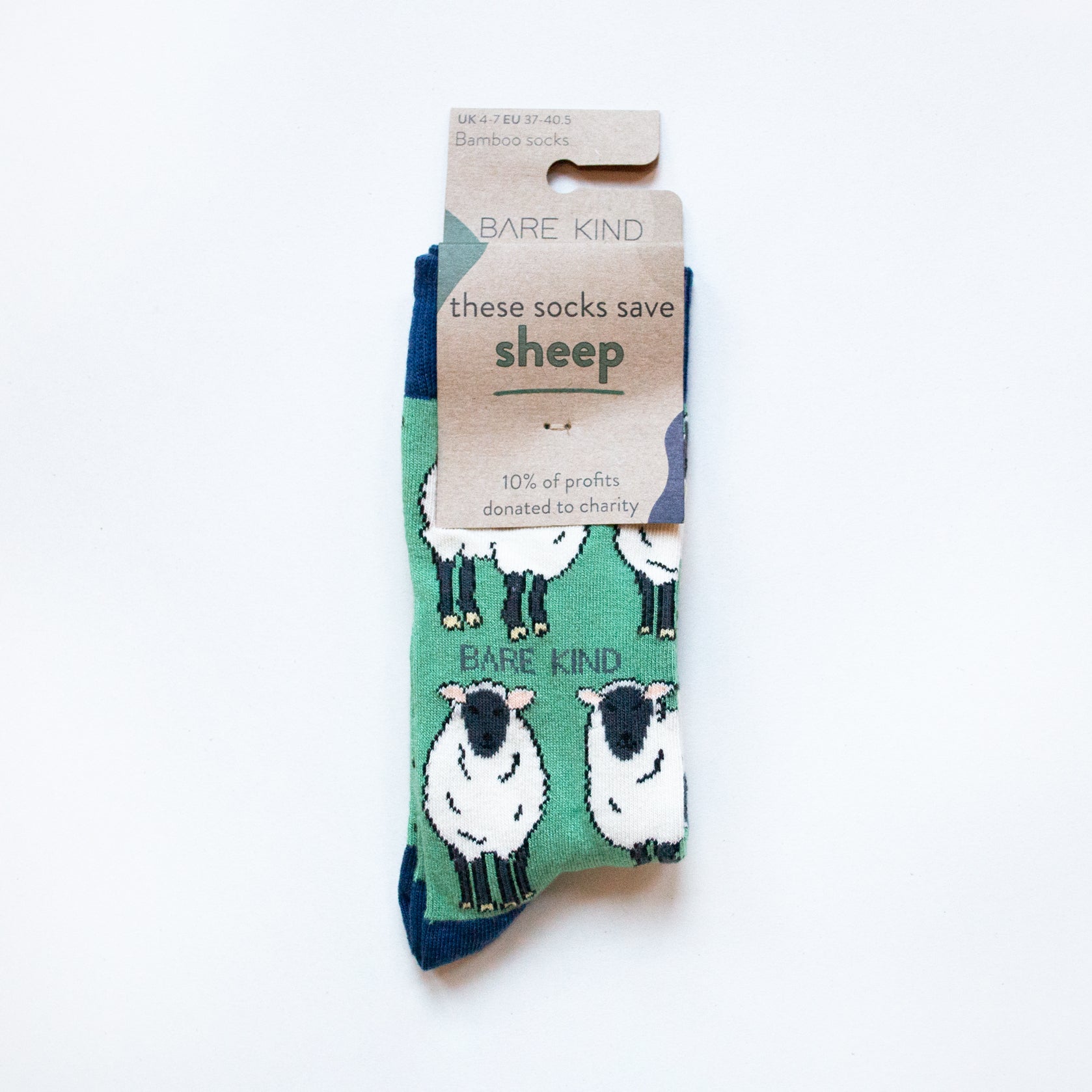 Save the Sheep Bamboo Socks in Forest Green