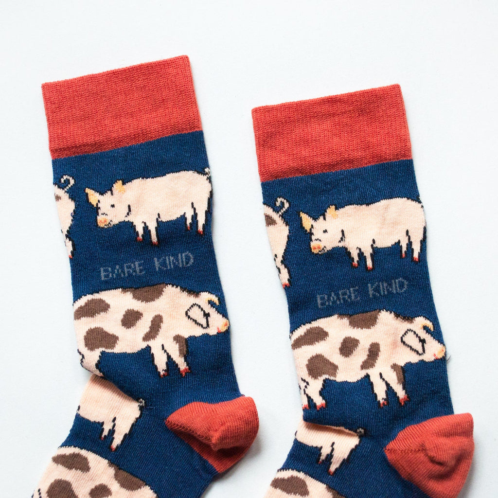 Save the Pigs Bamboo Socks in Navy