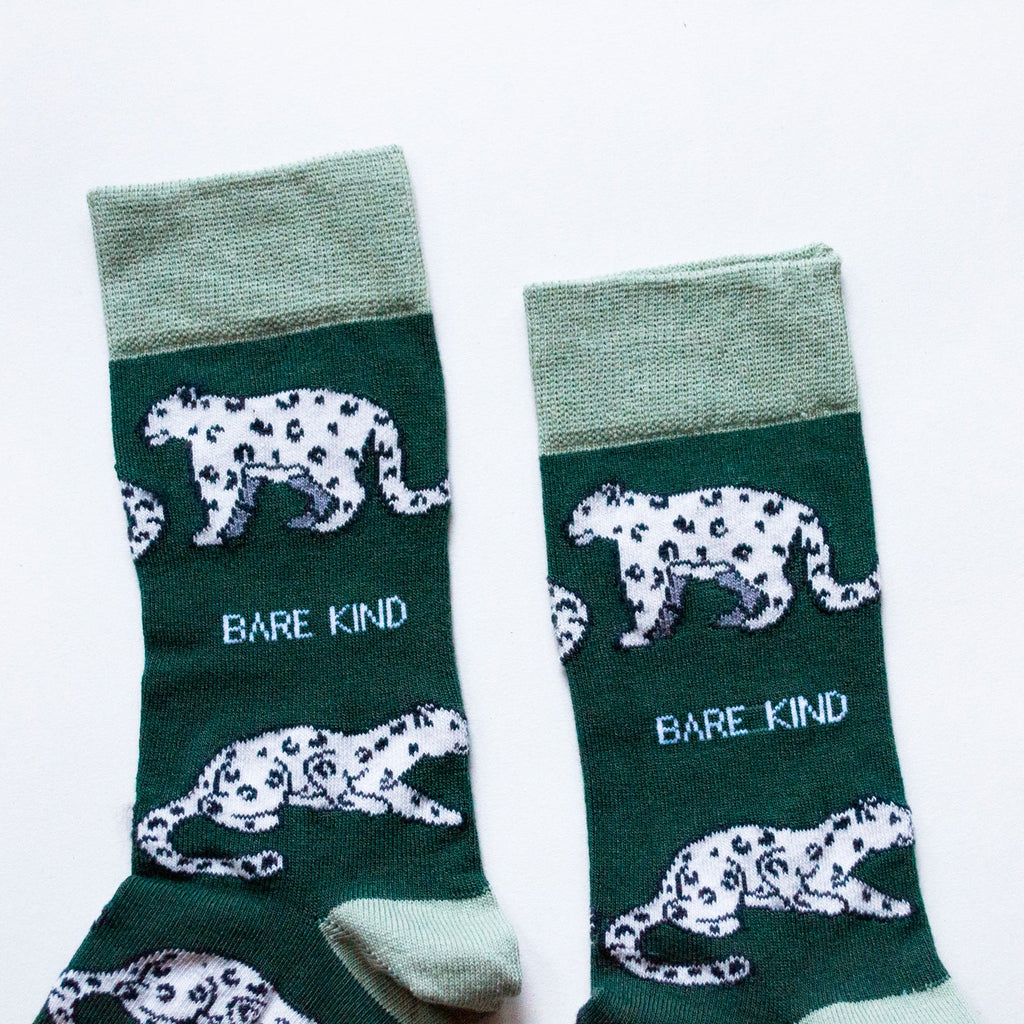Save the Snow Leopards Bamboo Socks in Sea Green