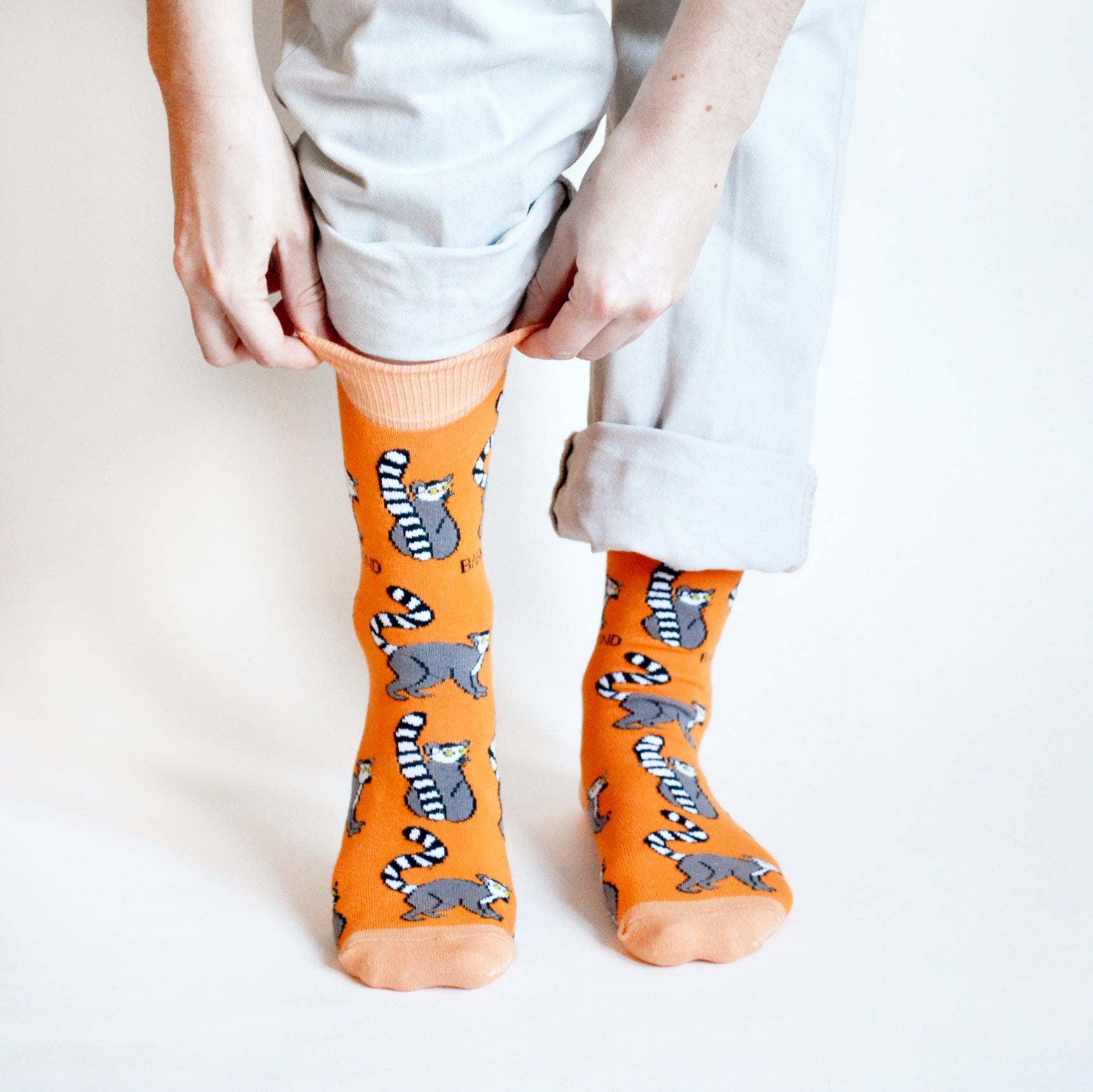 Save the Lemurs Bamboo Socks in Orange